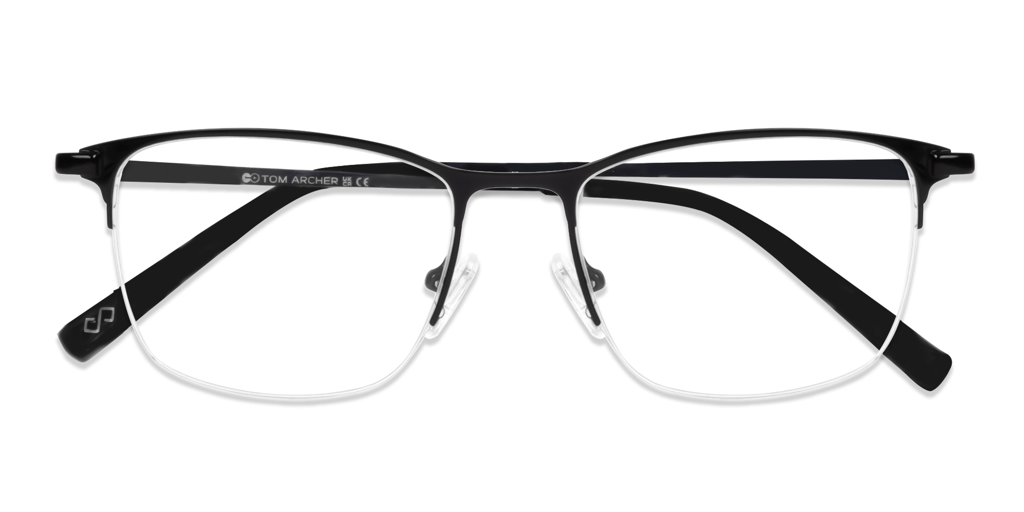 Small Black Square Metal Glasses-6