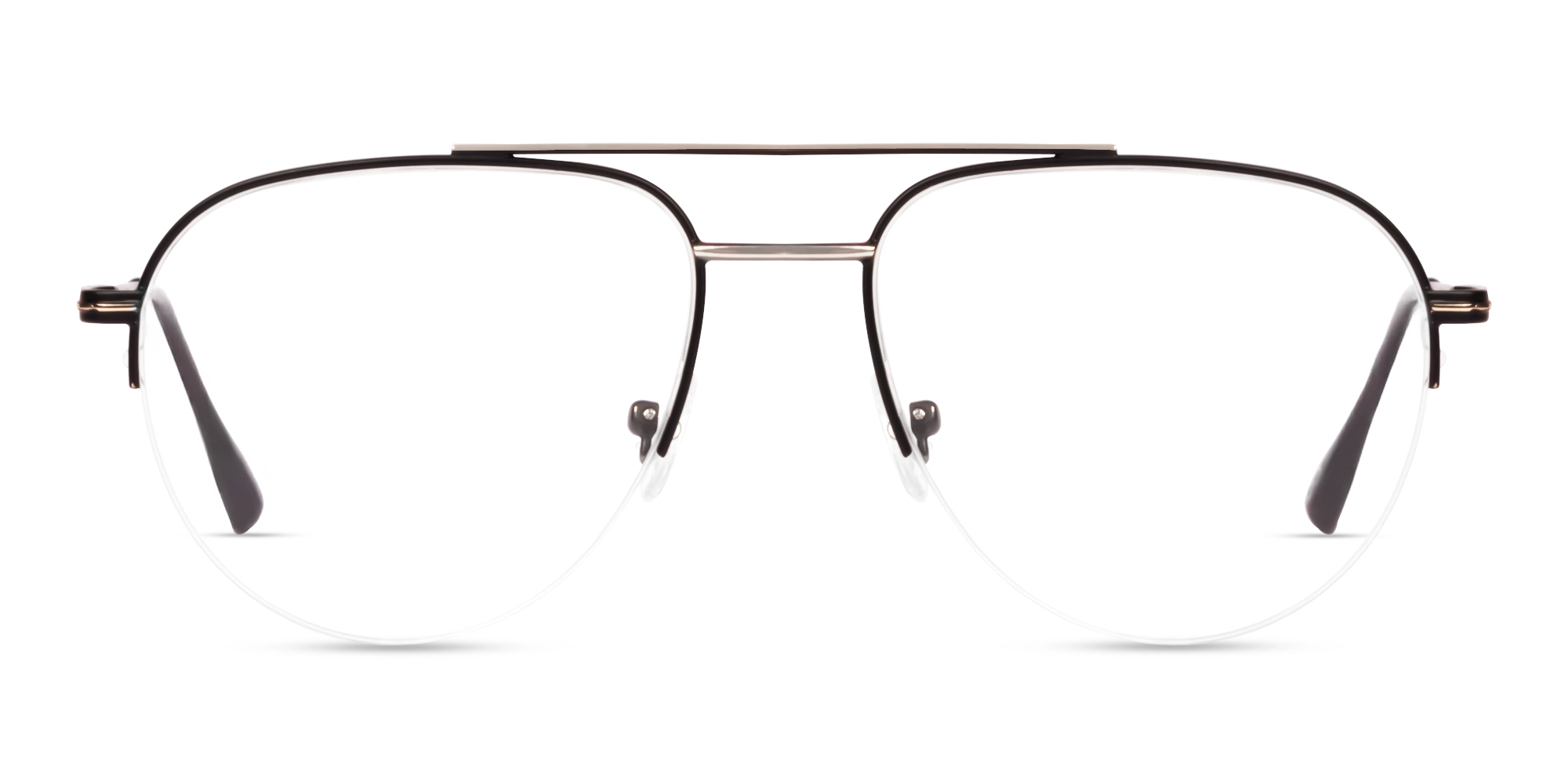 Matte Black Double Bridge Pilot Metal Glasses-1 Matte Black Double Bridge Pilot Metal Glasses-1