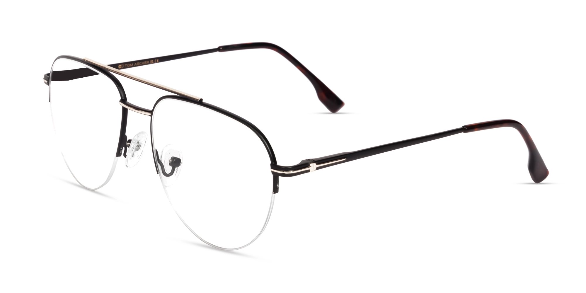 Matte Black Double Bridge Pilot Metal Glasses-3