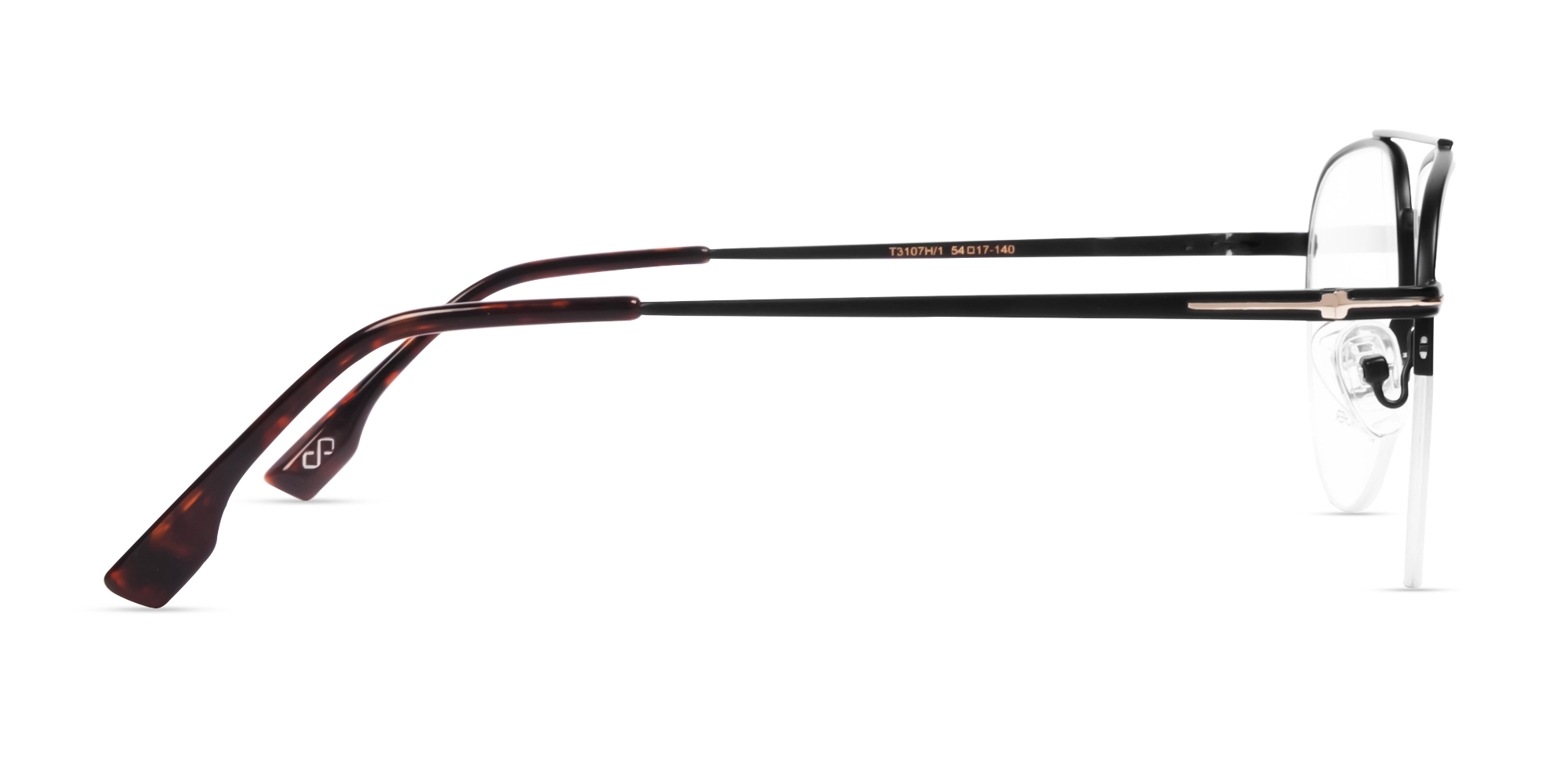 Matte Black Double Bridge Pilot Metal Glasses-4