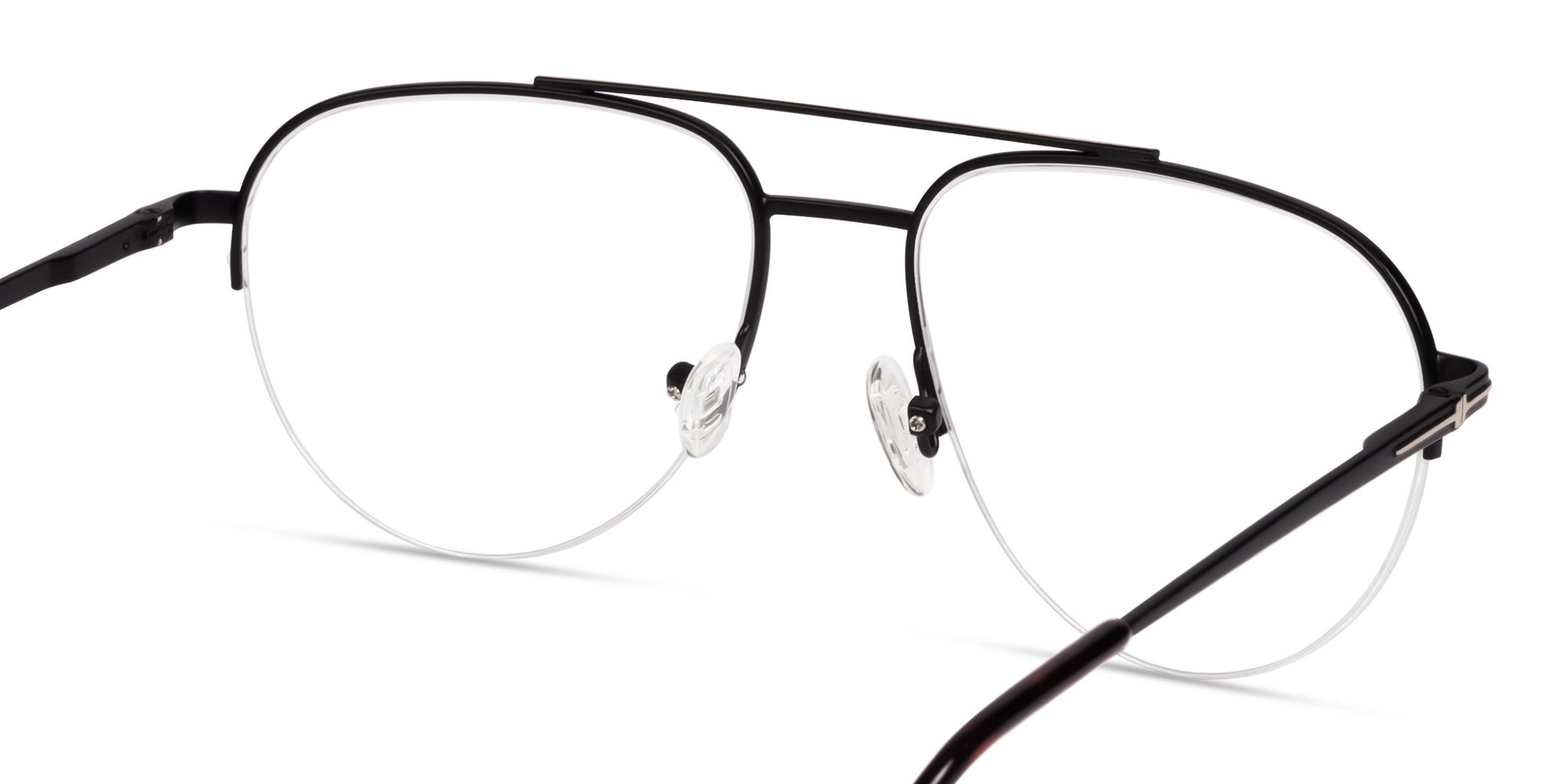 Matte Black Double Bridge Pilot Metal Glasses-5