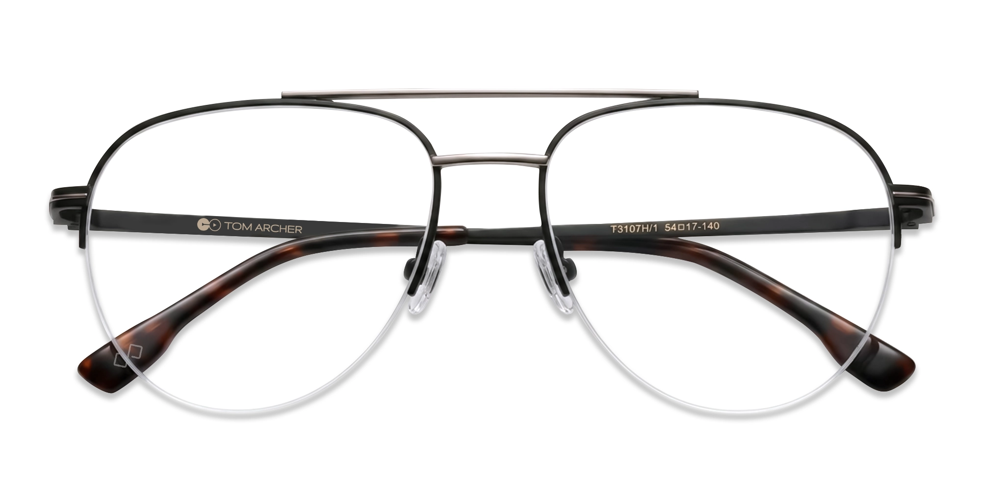Matte Black Double Bridge Pilot Metal Glasses-6
