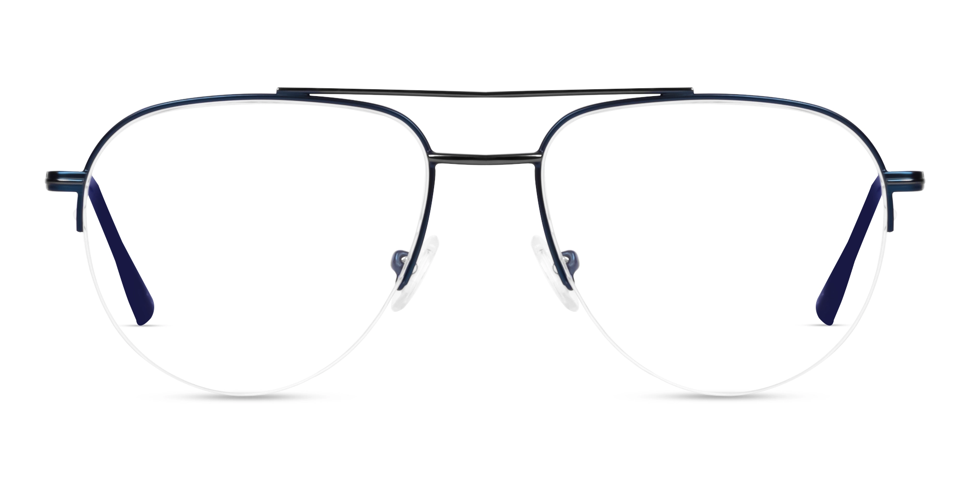 Navy Blue Double Bridge Pilot Metal Glasses-1 Navy Blue Double Bridge Pilot Metal Glasses-1