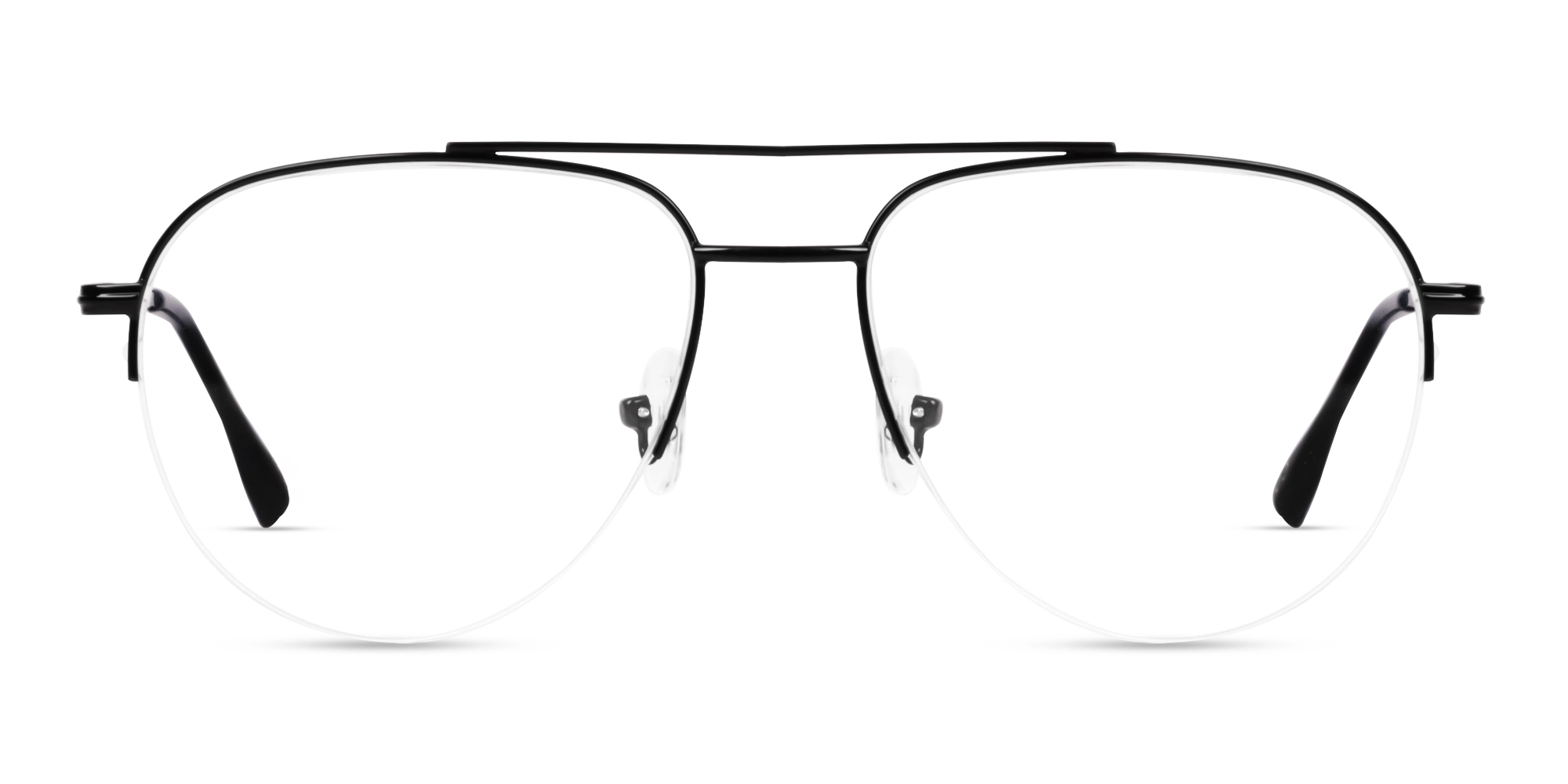 Black Double Bridge Pilot Metal Glasses-1
