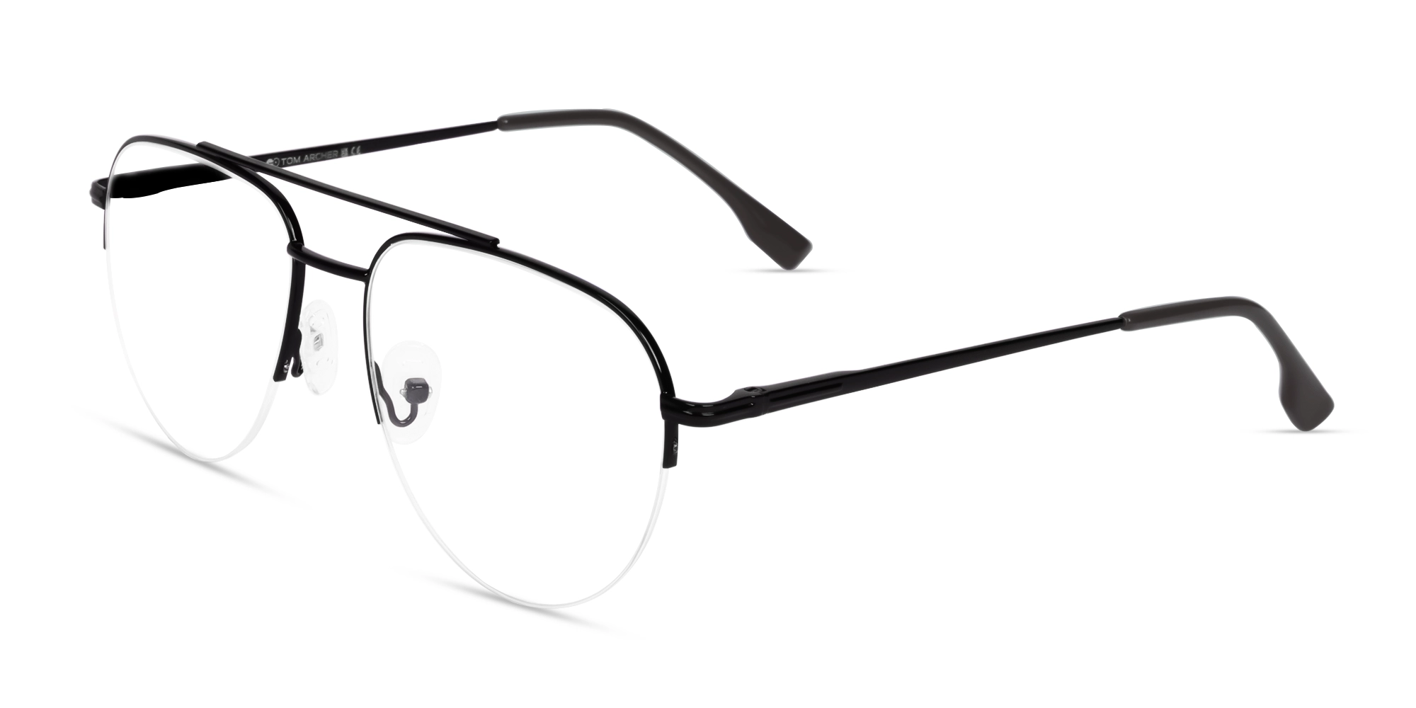 Black Double Bridge Pilot Metal Glasses-3