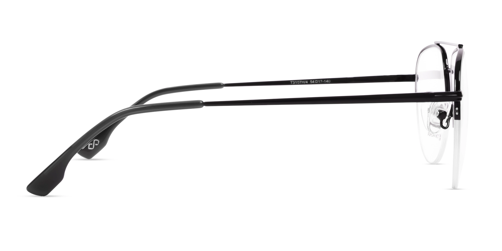 Black Double Bridge Pilot Metal Glasses-4