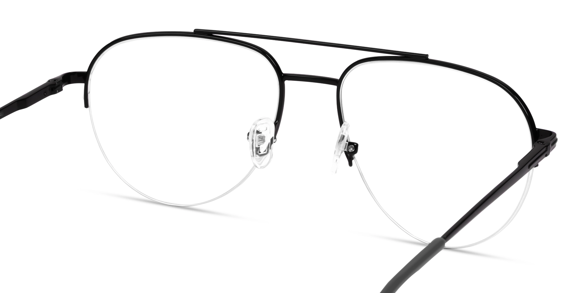 Black Double Bridge Pilot Metal Glasses-5