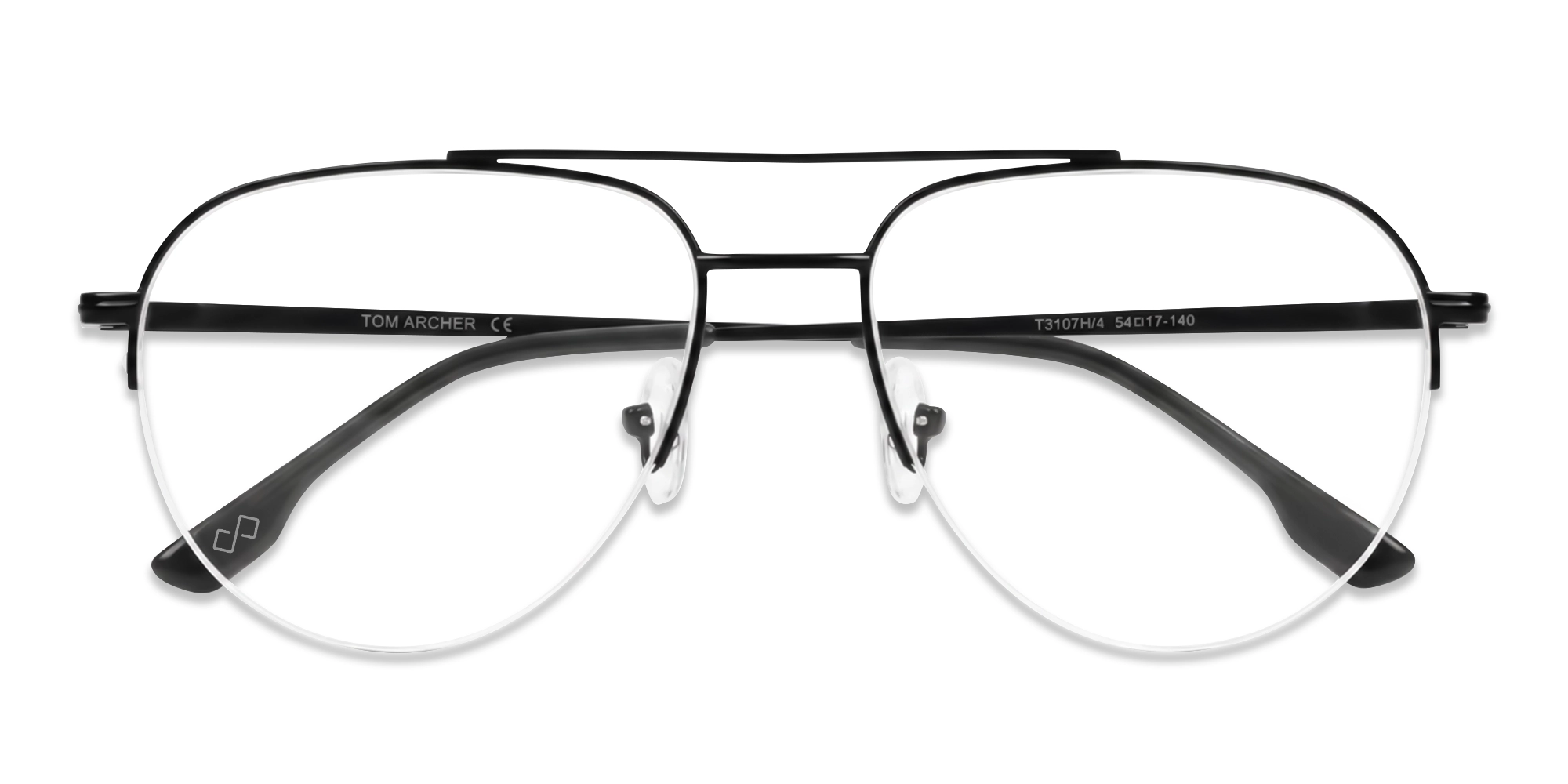 Black Double Bridge Pilot Metal Glasses-6