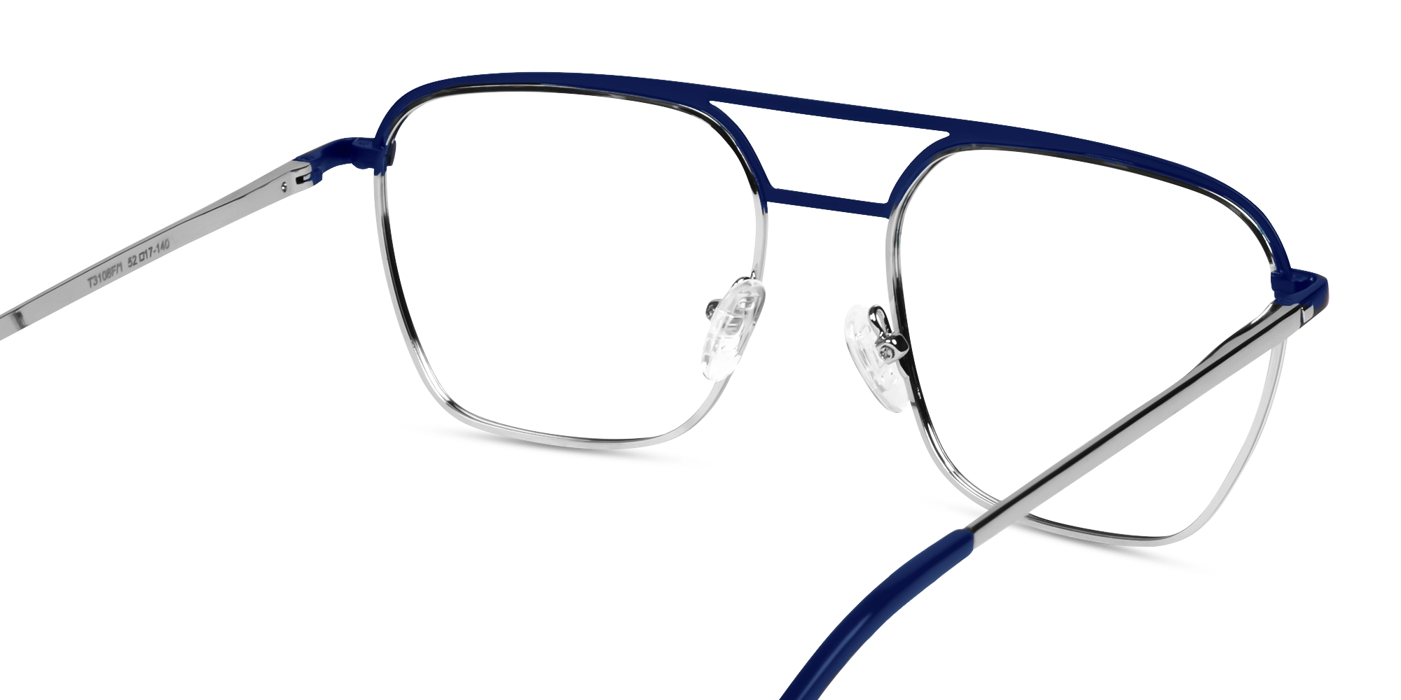 Navy Blue & Silver Square Pilot Glasses-4