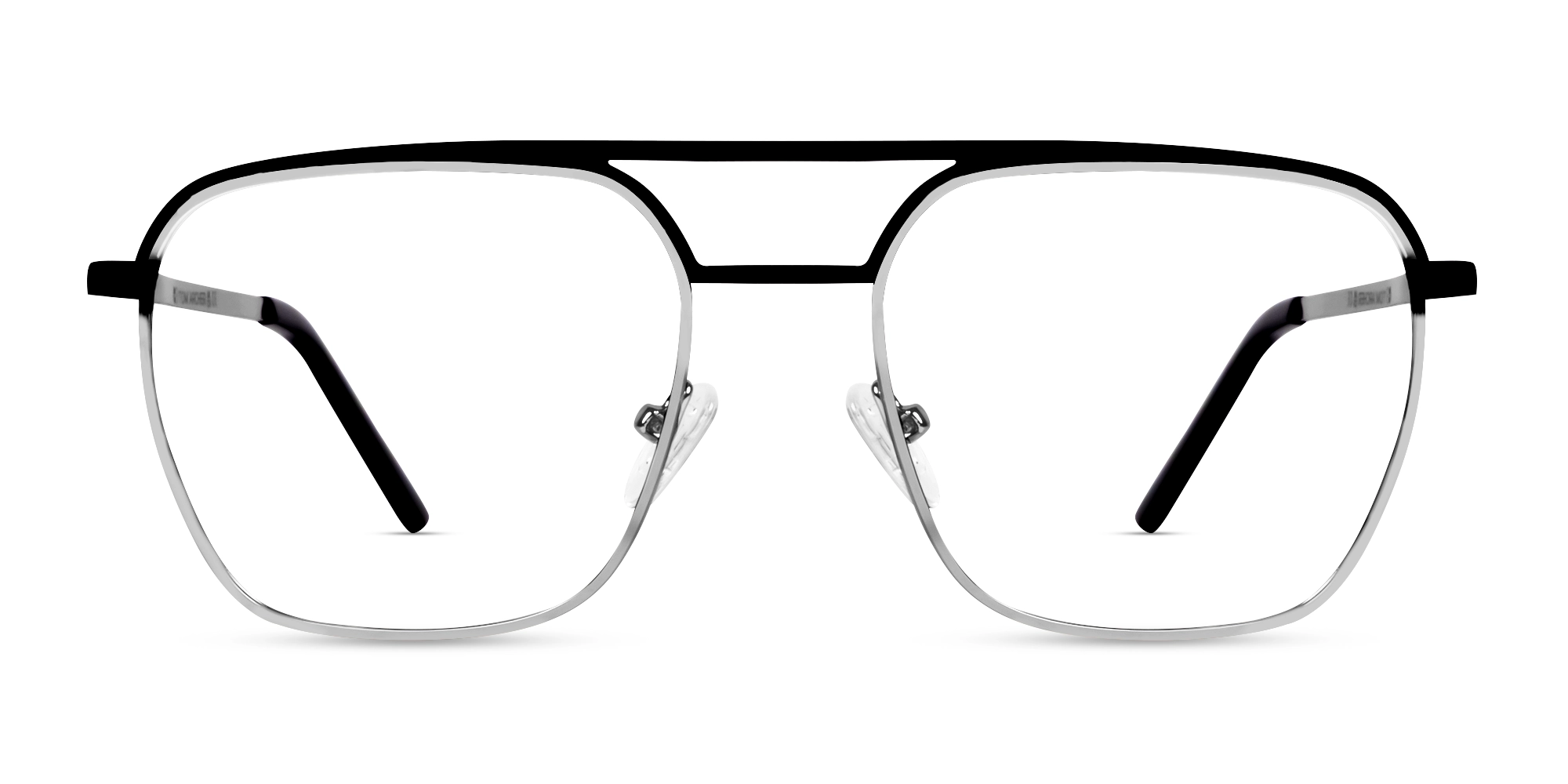 Silver & Black Square Metal Pilot Glasses-1 Silver & Black Square Metal Pilot Glasses-1