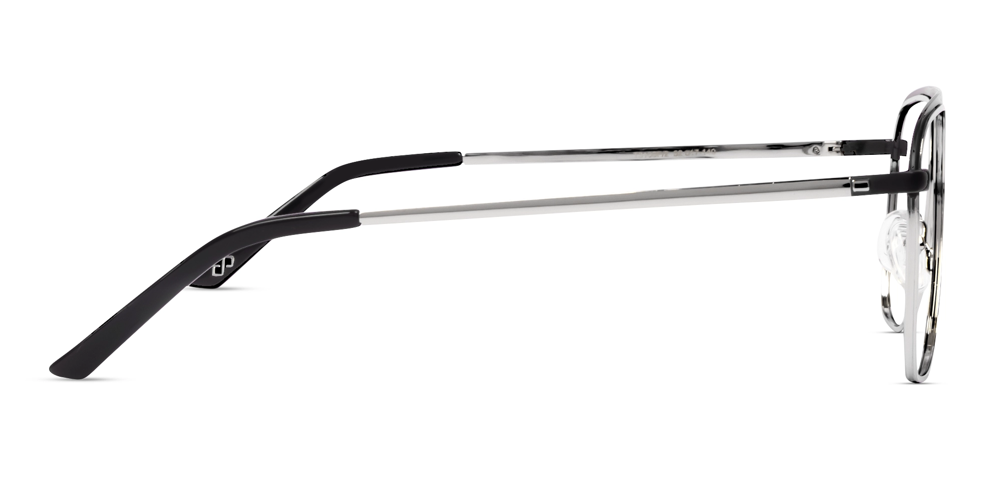 Silver & Black Square Metal Pilot Glasses-3
