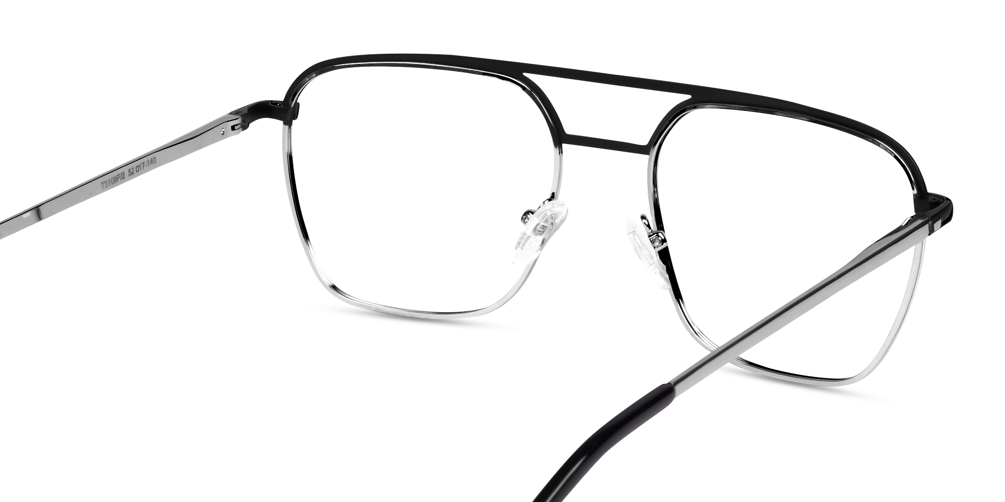 Silver & Black Square Metal Pilot Glasses-4