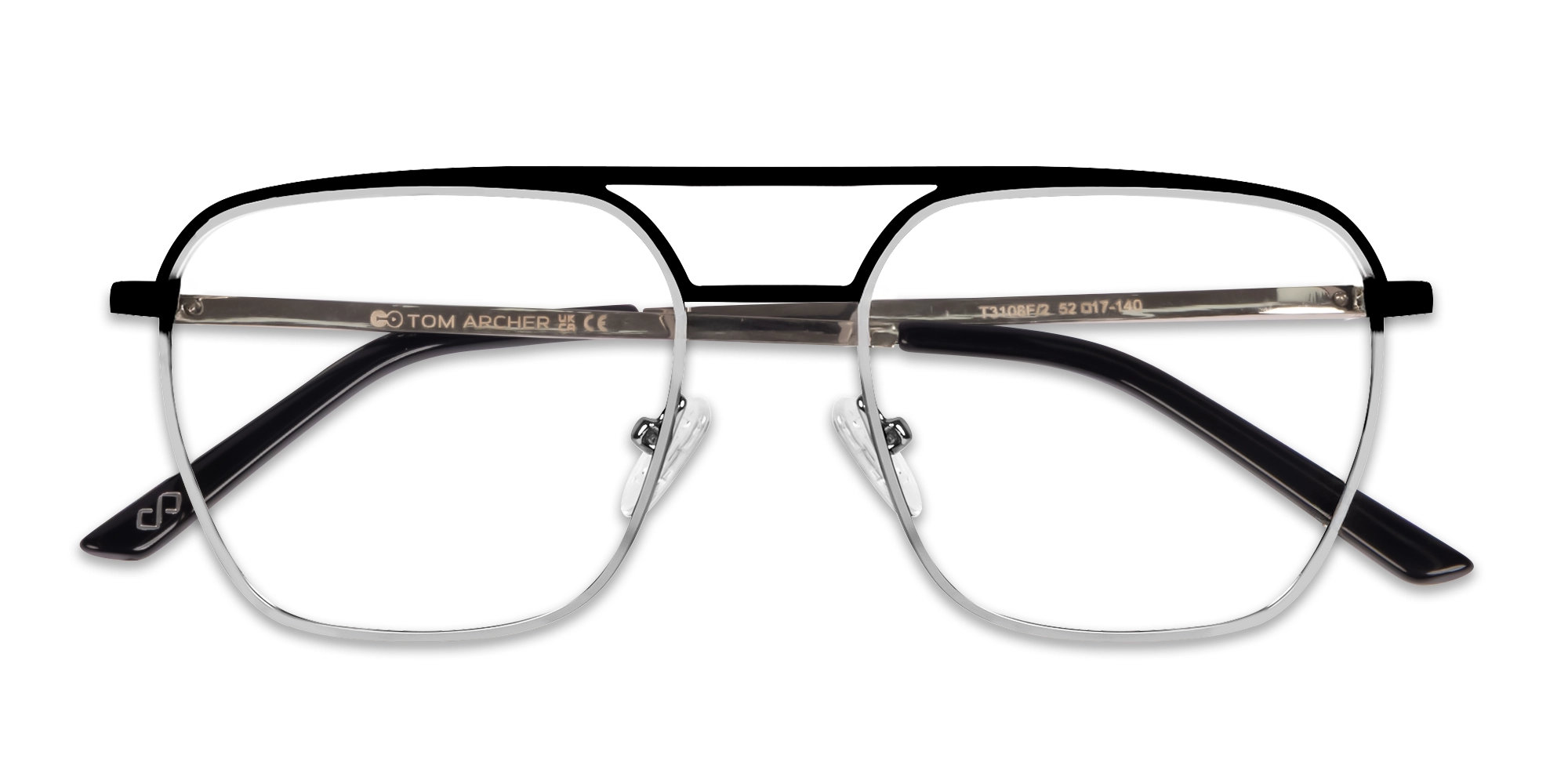 Silver & Black Square Metal Pilot Glasses-6