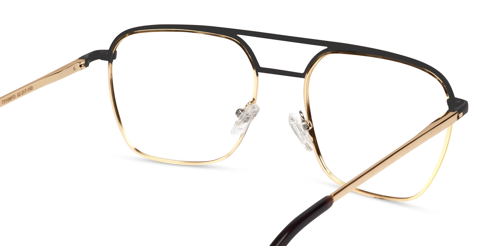 Champagne Gold & Black Metal Pilot Glasses-3