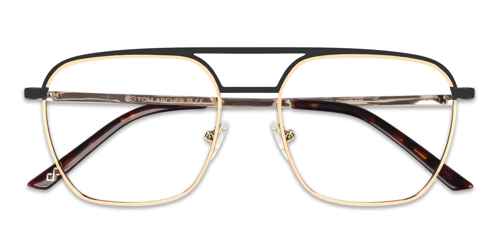 Champagne Gold & Black Metal Pilot Glasses-3