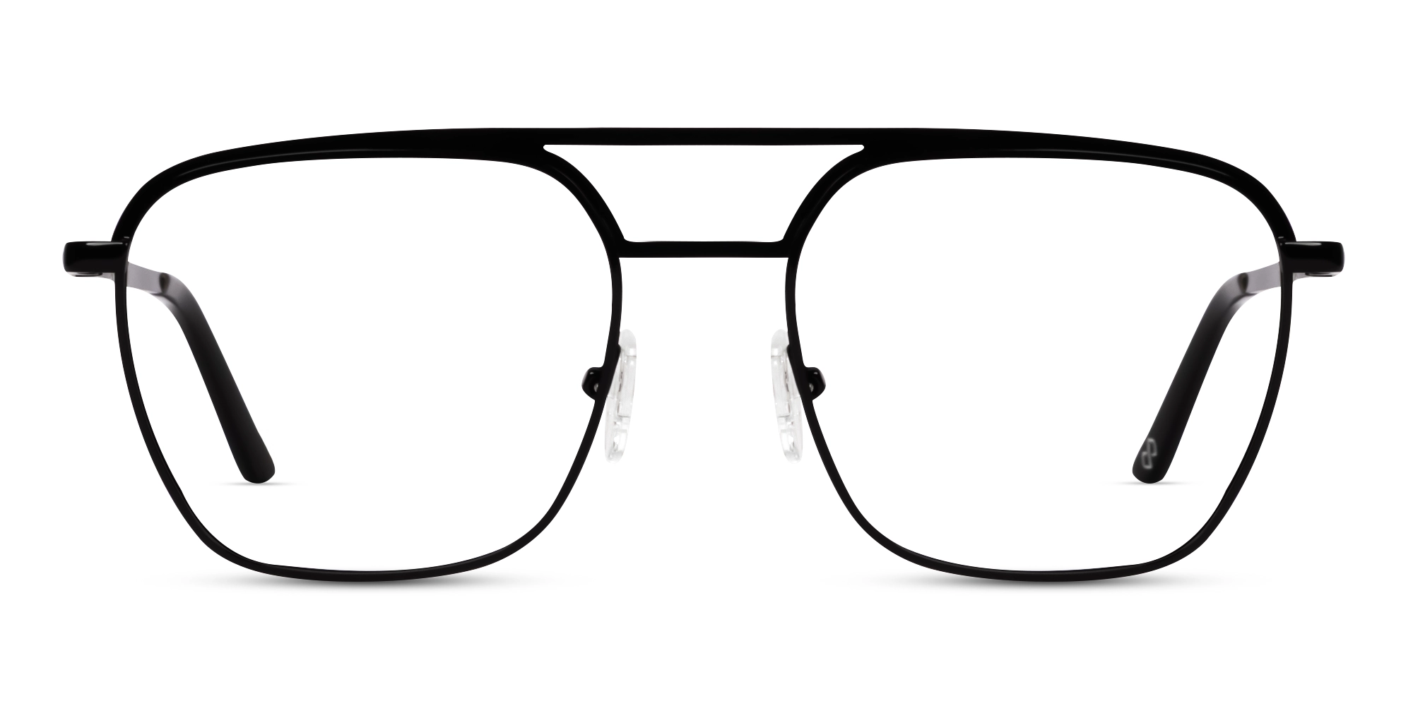 Black Metal Double Bridge Pilot Glasses-4