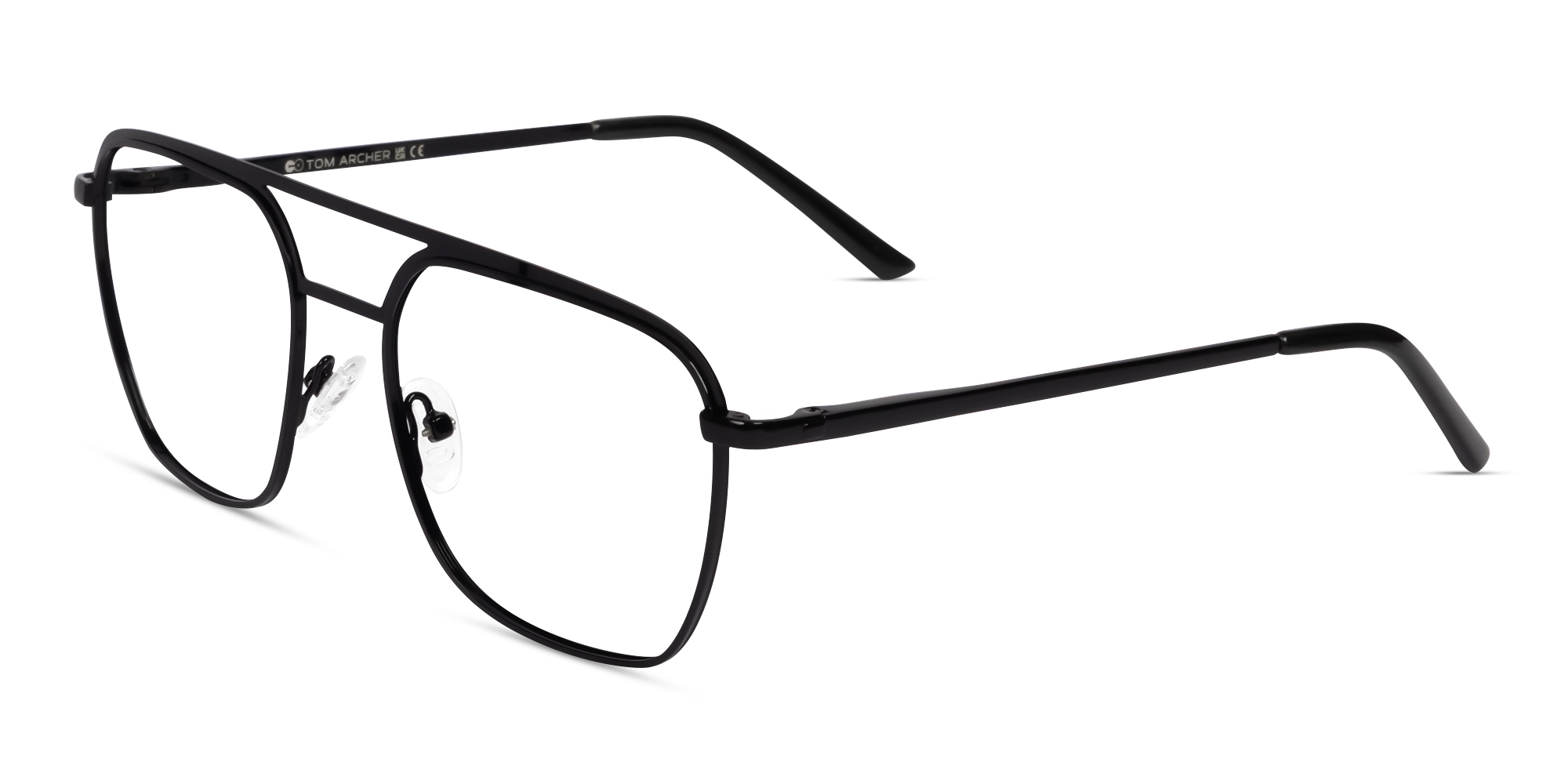 Black Metal Double Bridge Pilot Glasses-4