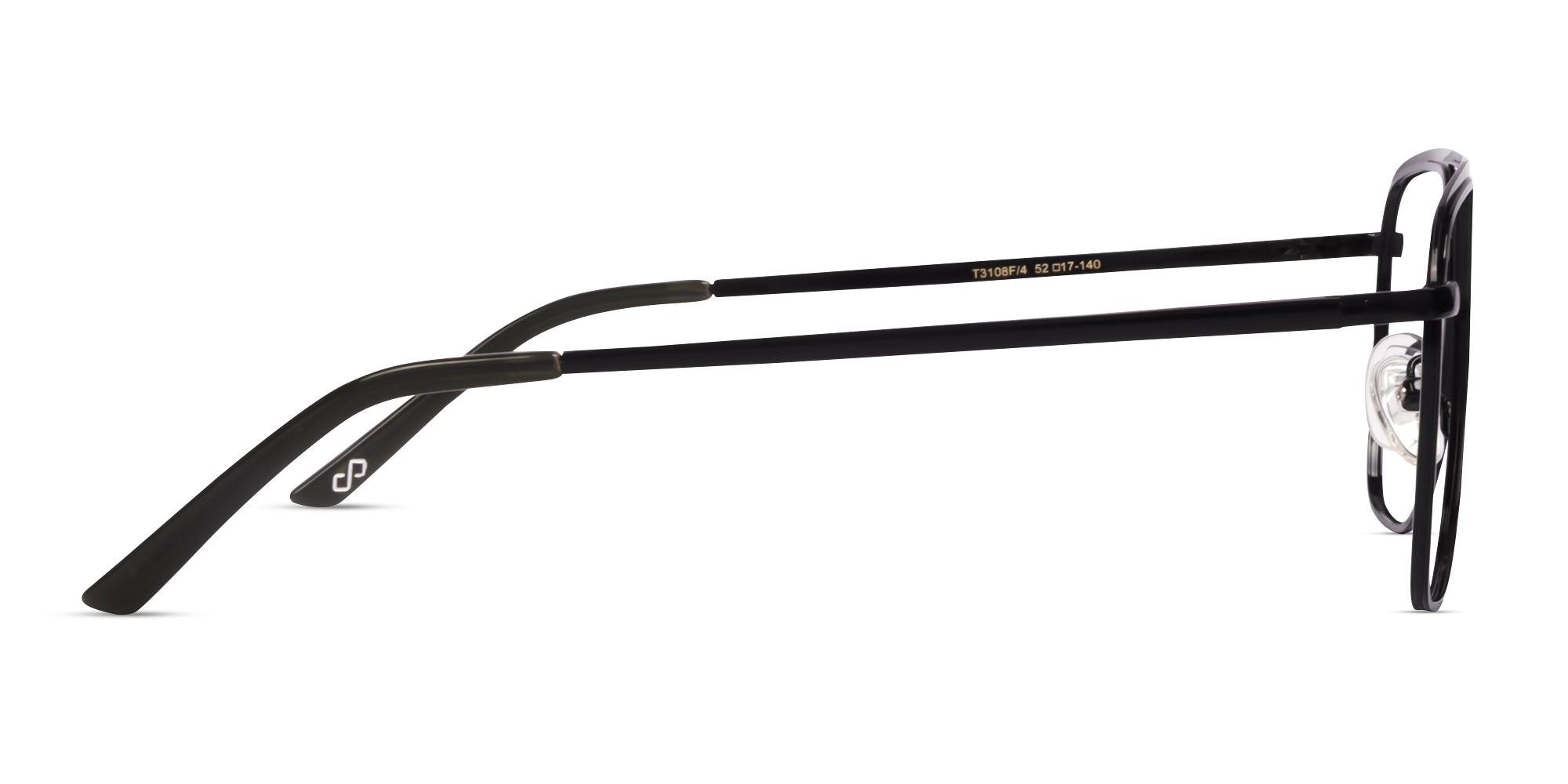 Black Metal Double Bridge Pilot Glasses-4