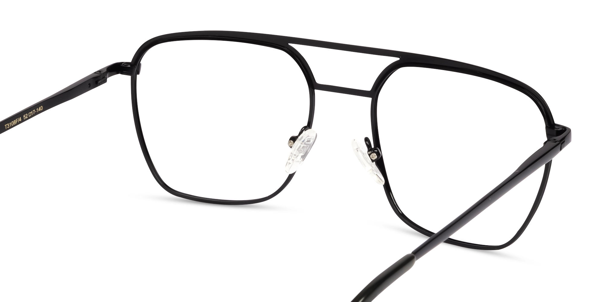 Black Metal Double Bridge Pilot Glasses-4