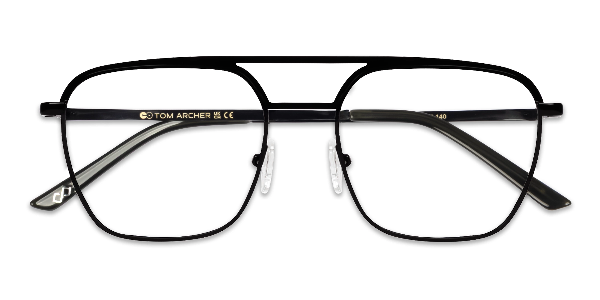 Black Metal Double Bridge Pilot Glasses-4