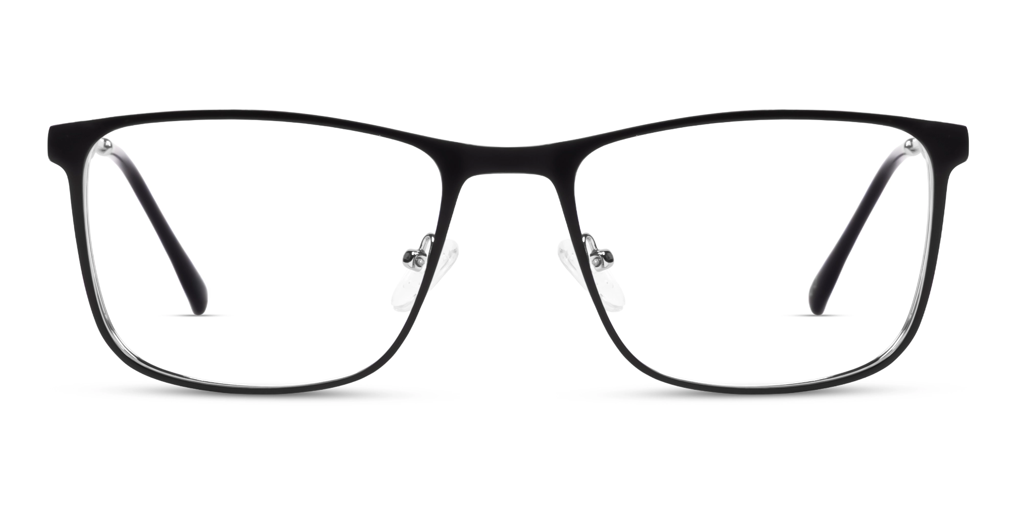 Matte Black & Silver Glasses With Nose Pad