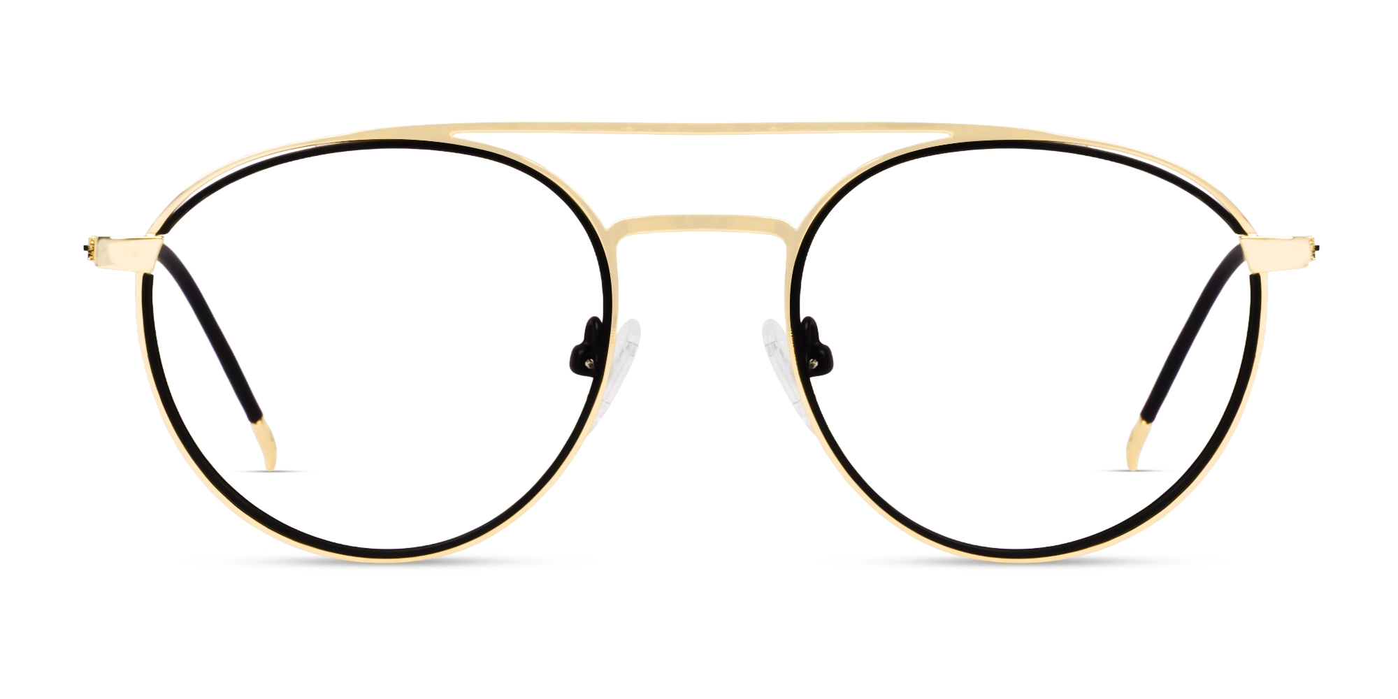 Gold & Black Pilot Double Bridge Glasses Gold & Black Pilot Double Bridge Glasses