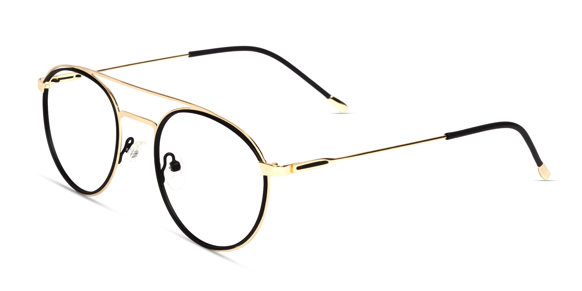 Gold & Black Pilot Double Bridge Glasses