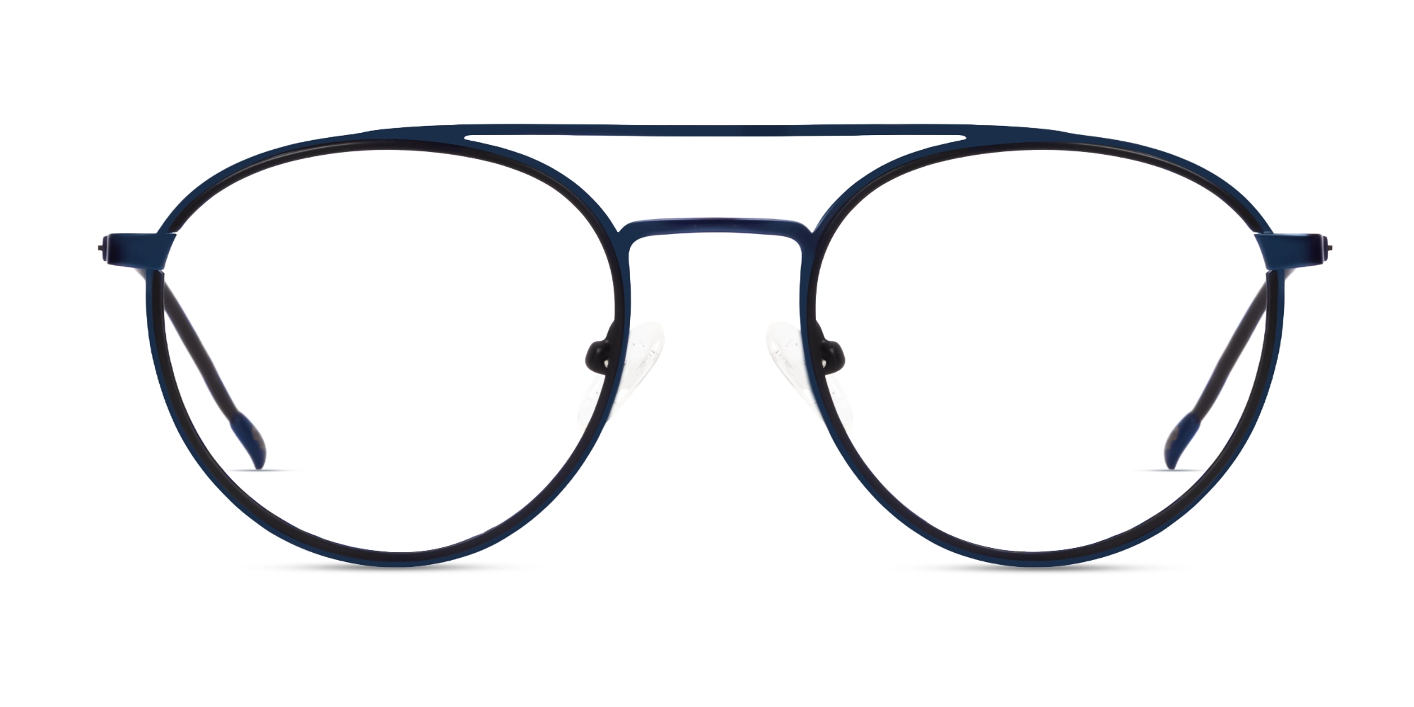 Navy Blue & Black Pilot Double Bridge Glasses Navy Blue & Black Pilot Double Bridge Glasses