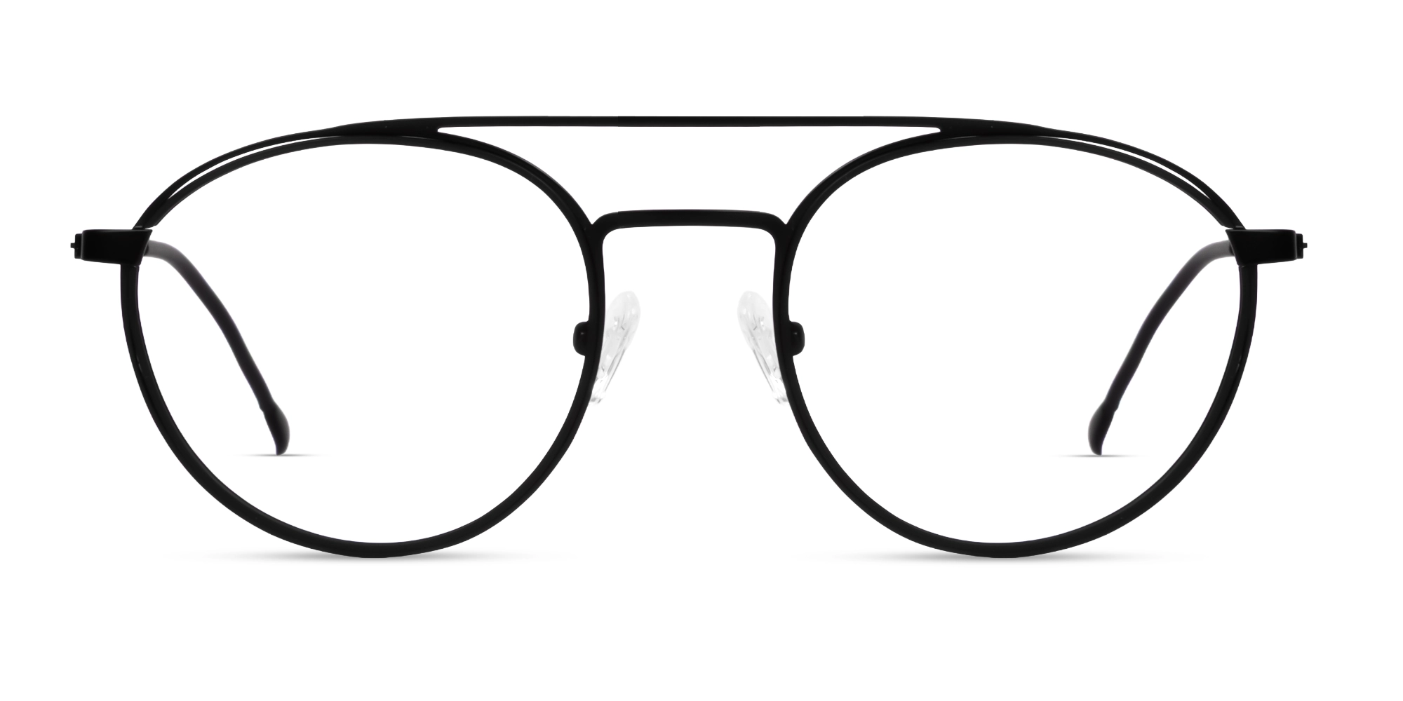 Matte Black Pilot Double Bridge Glasses