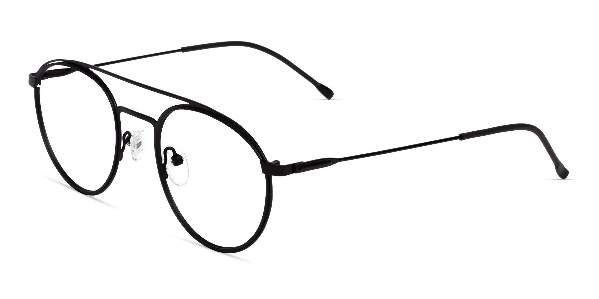 Matte Black Pilot Double Bridge Glasses