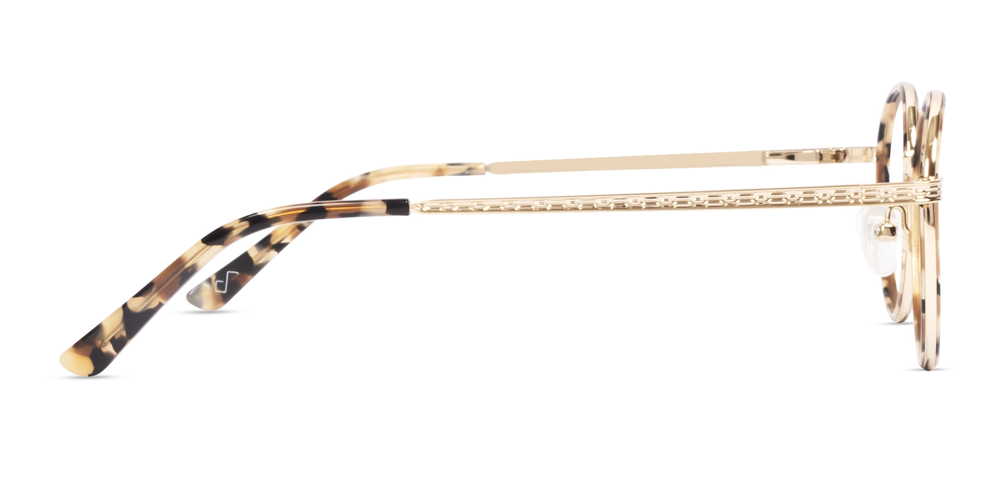 Round Beige Tortoise & Champagne Gold Glasses-4