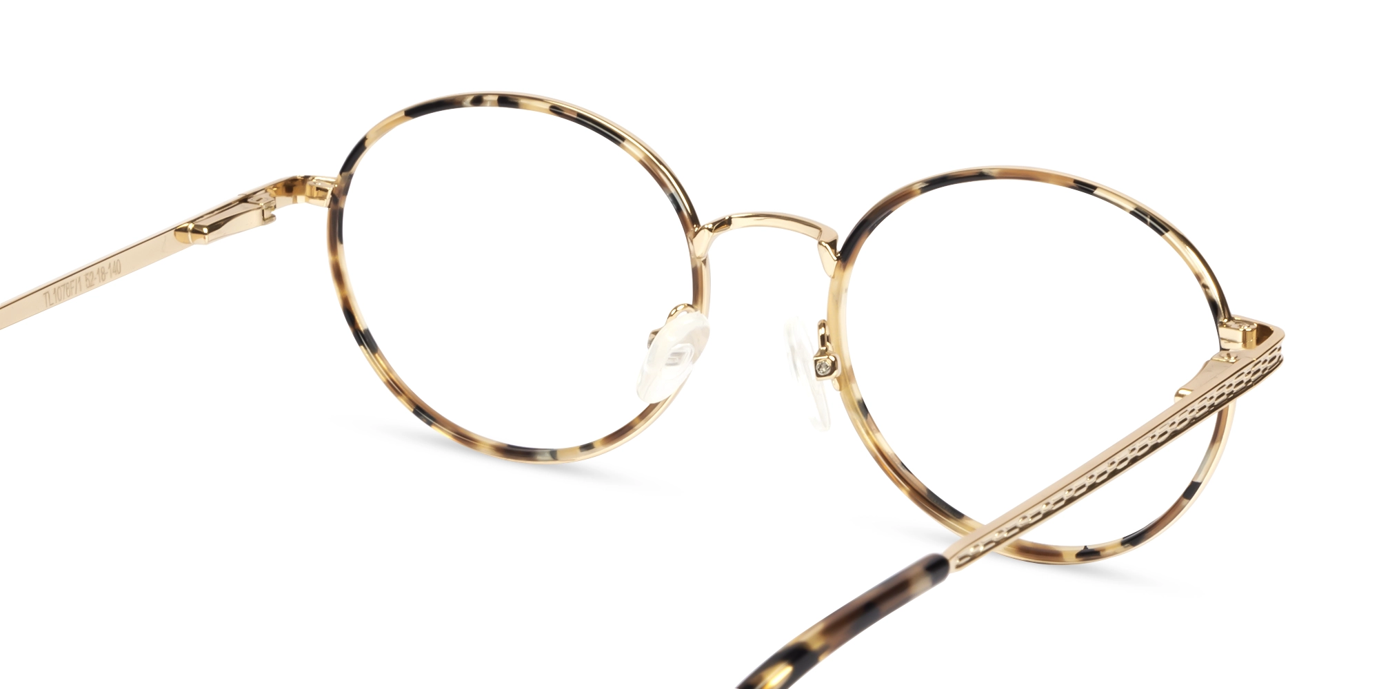 Round Beige Tortoise & Champagne Gold Glasses-5