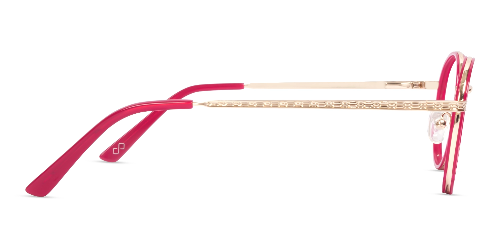 Fuchsia & Gold Round Keyhole Bridge Glasses-4