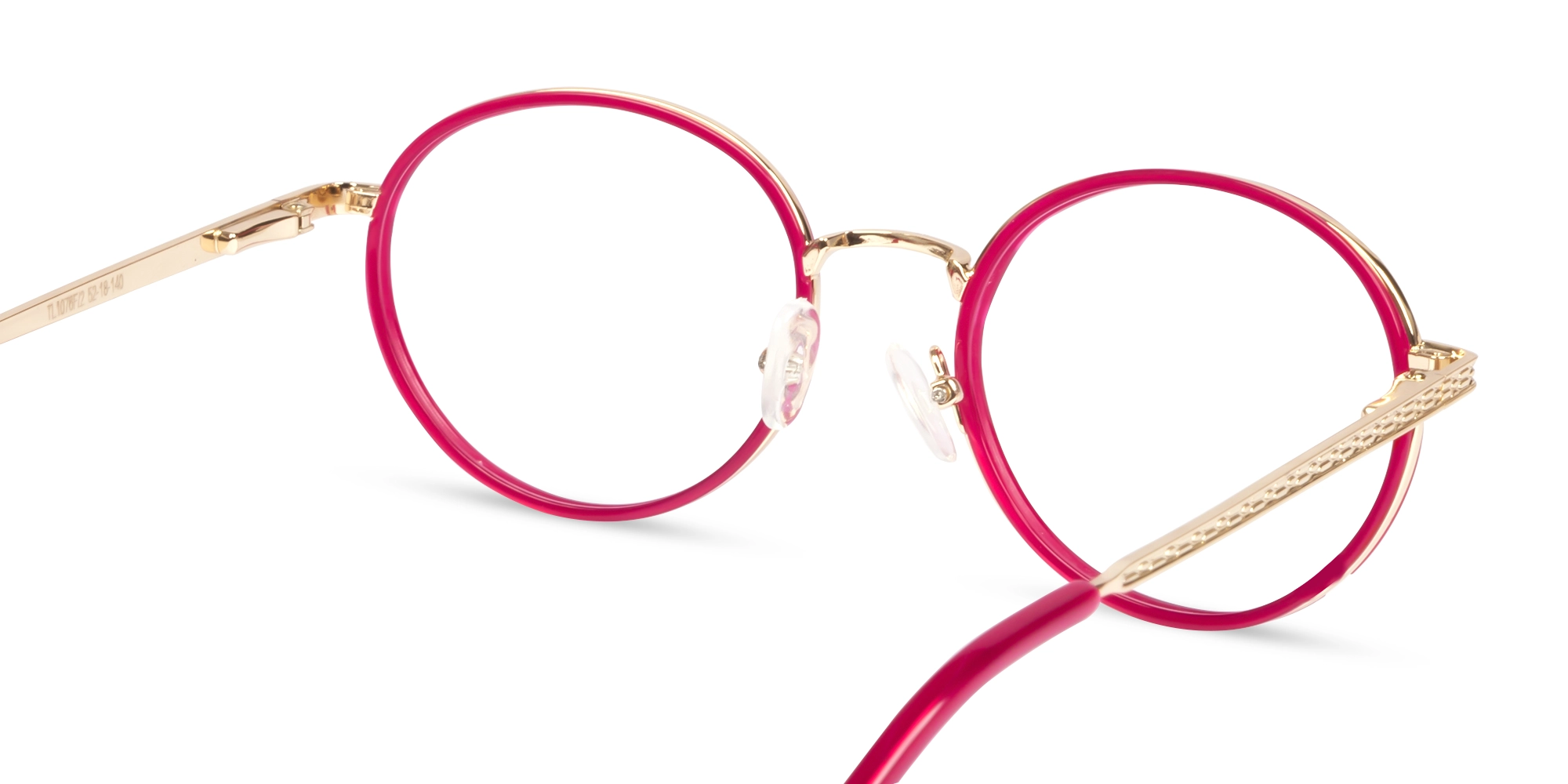 Fuchsia & Gold Round Keyhole Bridge Glasses-5