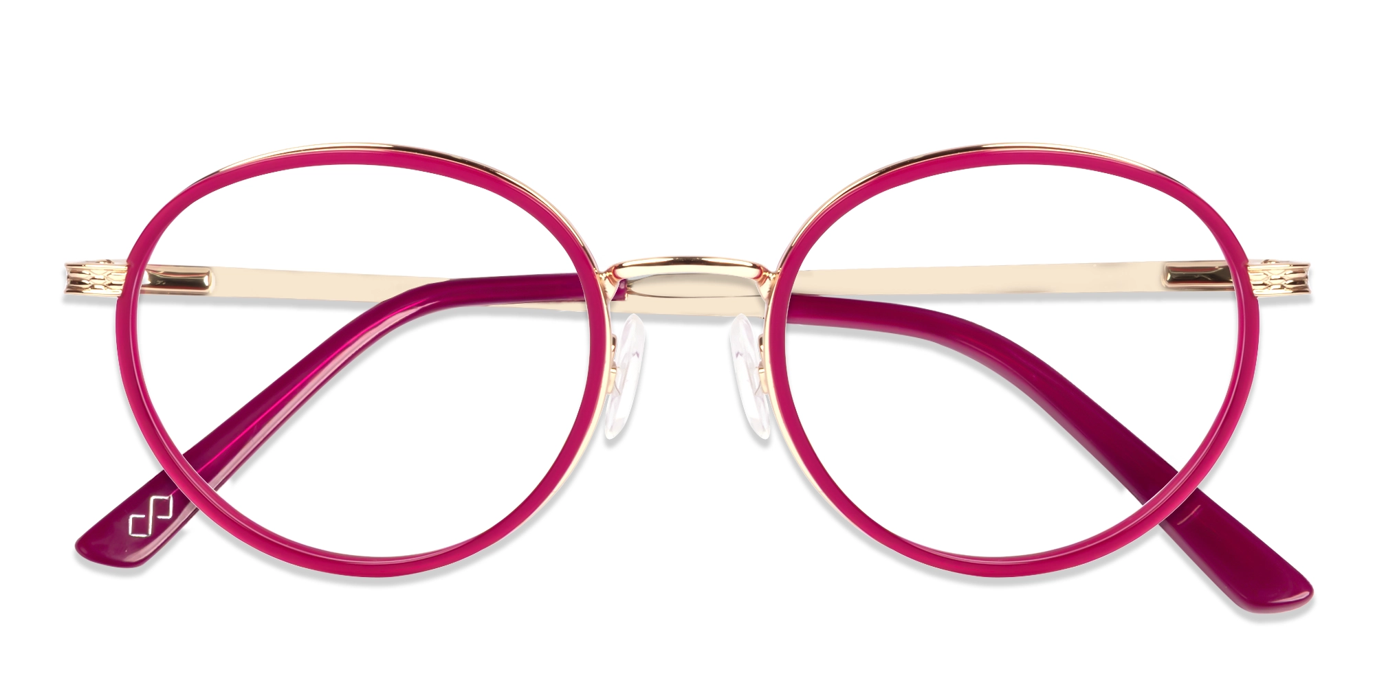 Fuchsia & Gold Round Keyhole Bridge Glasses-6