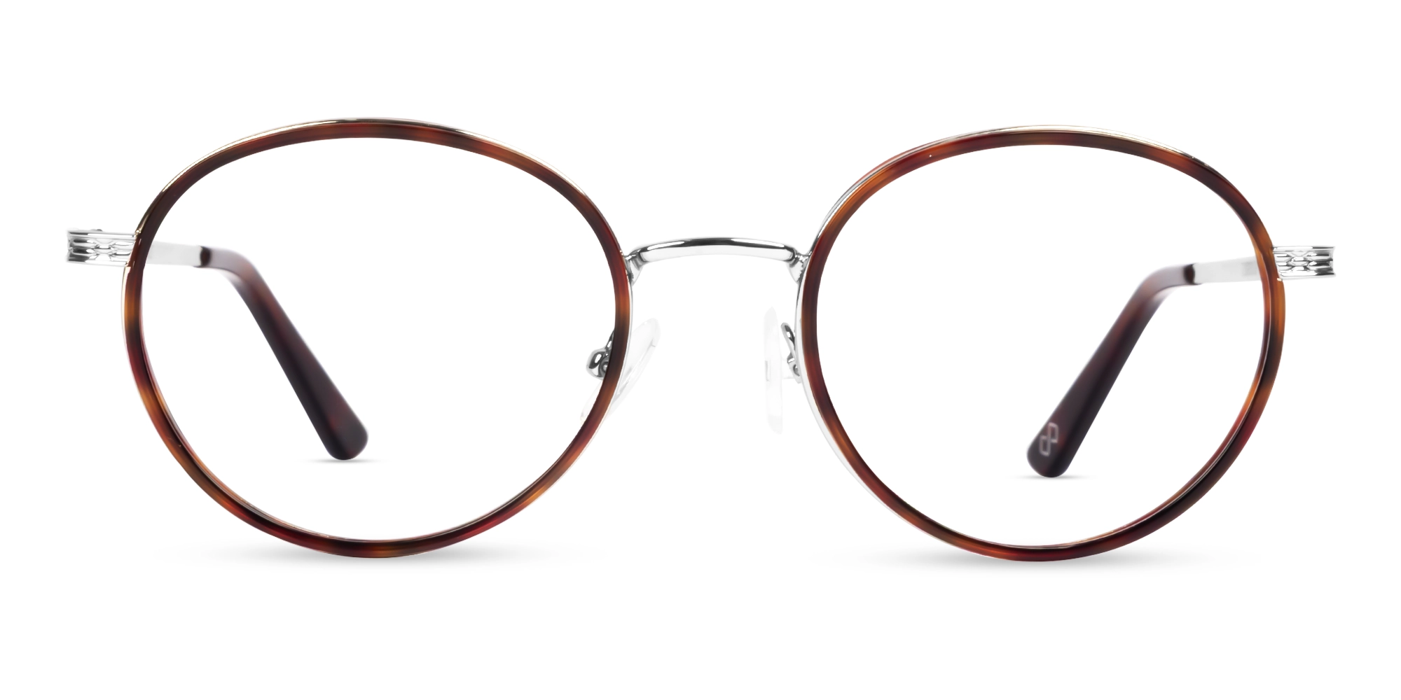 Tortoise & Silver Round Glasses With Nose Pad-1