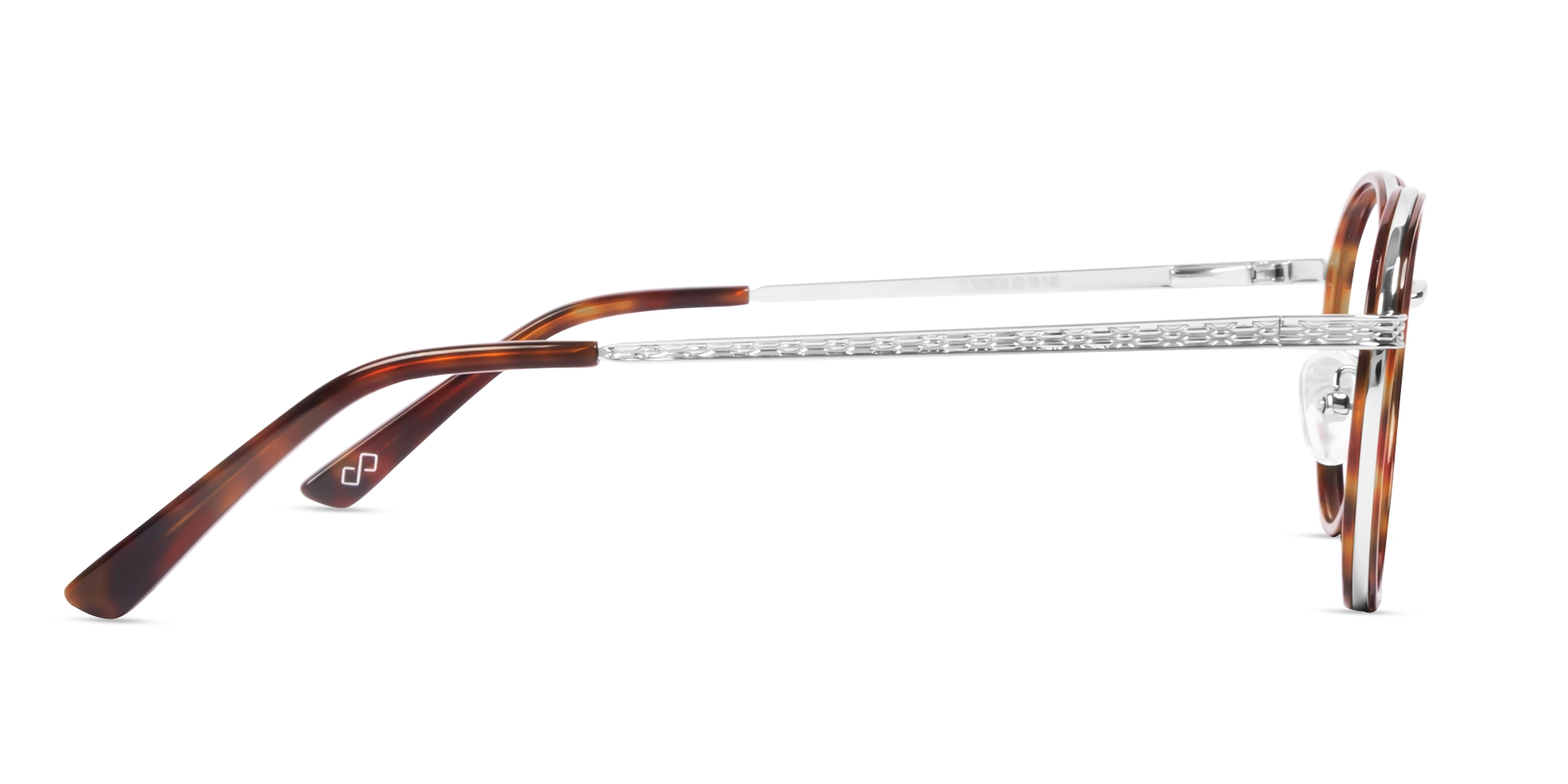 Tortoise & Silver Round Glasses With Nose Pad-4