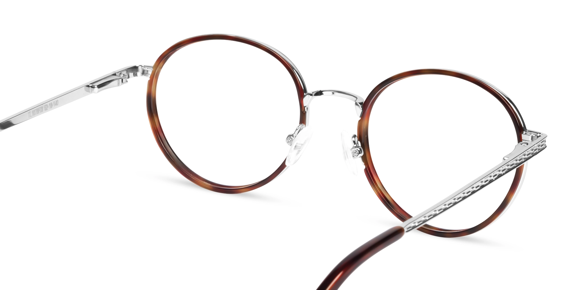 Tortoise & Silver Round Glasses With Nose Pad-5