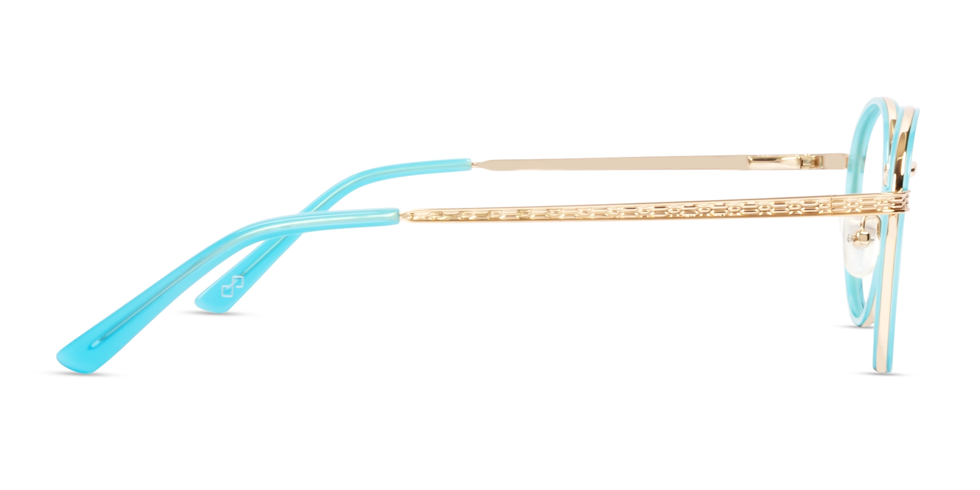 Round Cyan & Gold Keyhole Bridge Glasses-4
