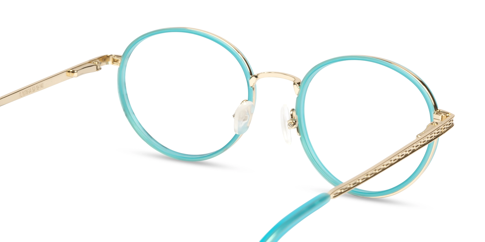 Round Cyan & Gold Keyhole Bridge Glasses-5