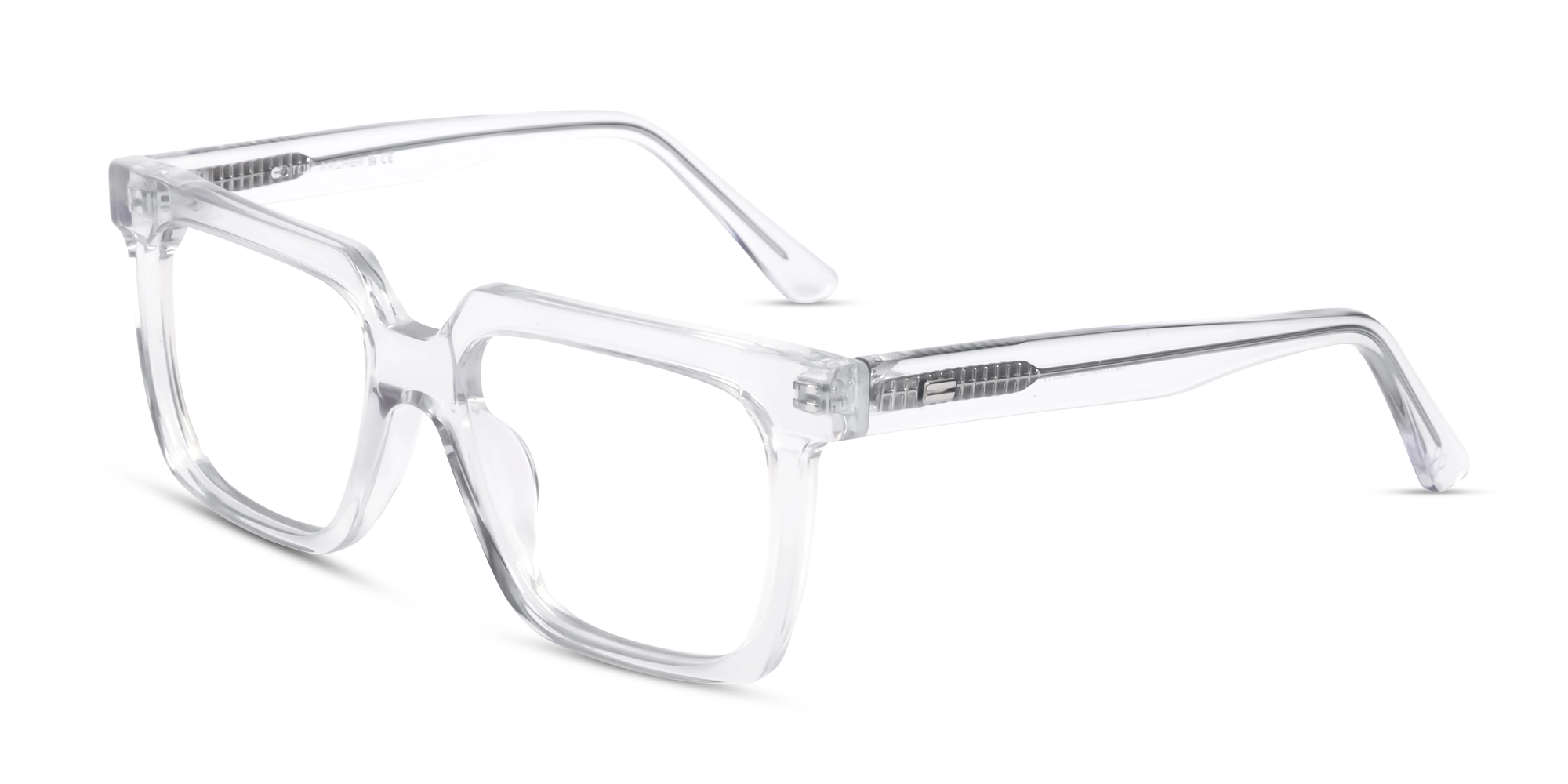Crystal Clear Square Acetate Full-Rim Glasses-3