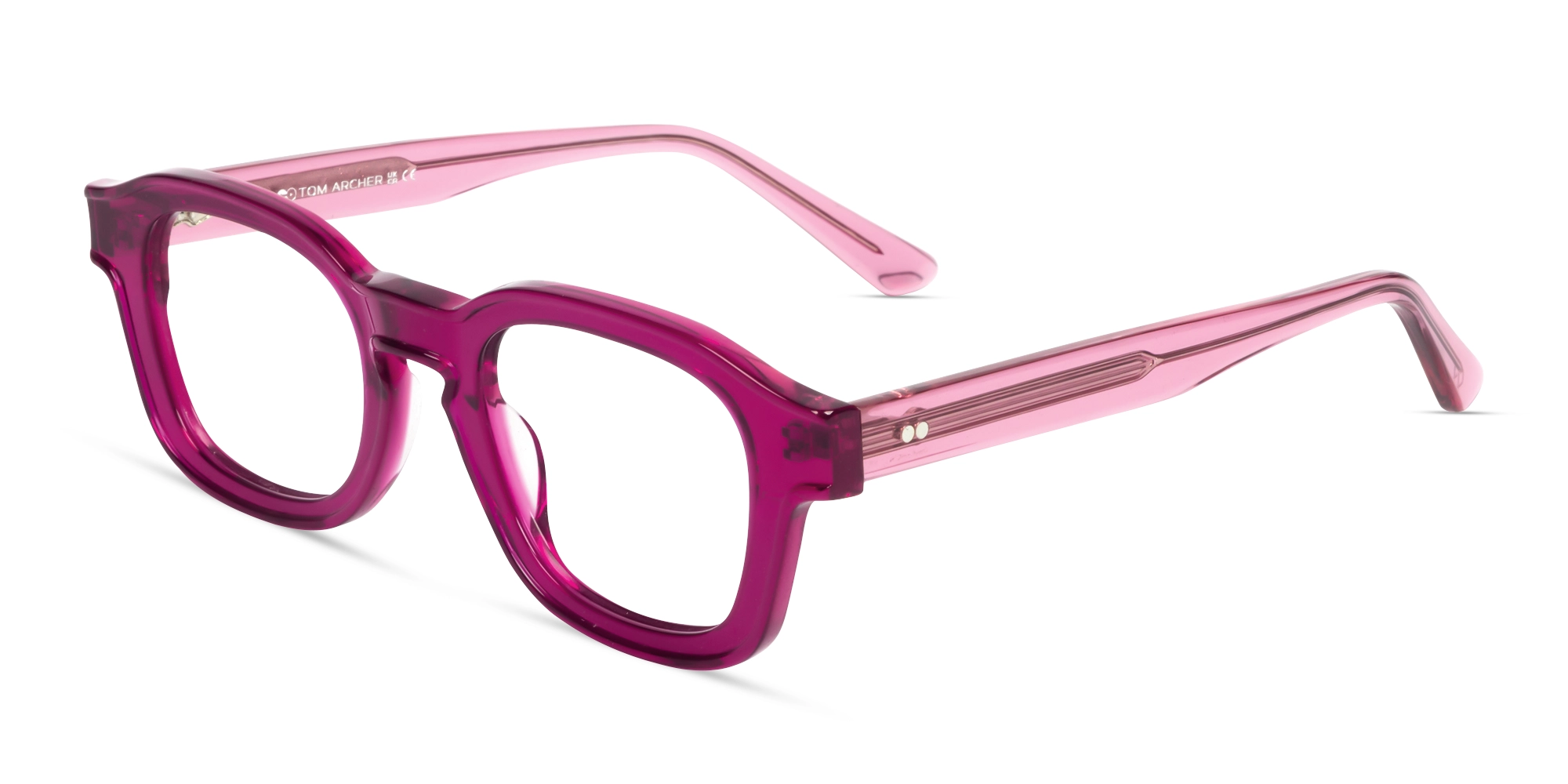 Crystal Fuchsia Square Full-Rim Glasses For Women-2