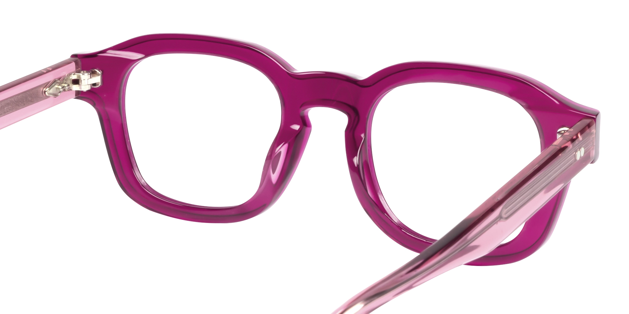Crystal Fuchsia Square Full-Rim Glasses For Women-4