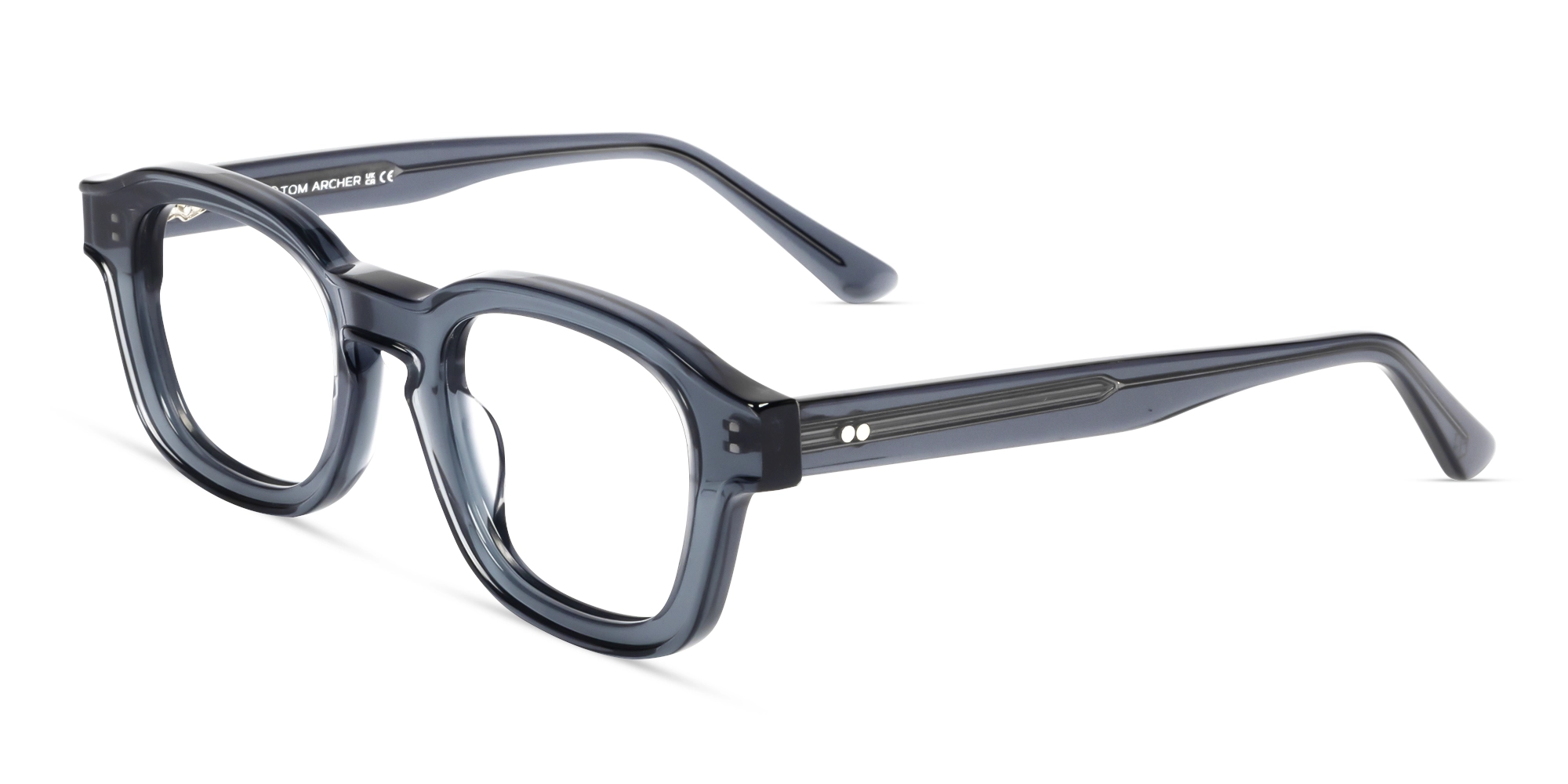 Steel Grey Square Full-Rim Acetate Glasses-2