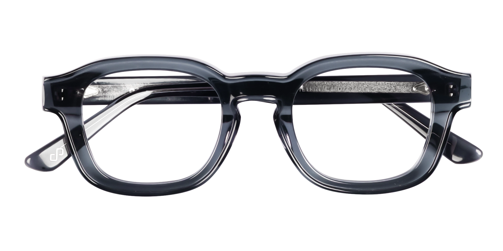 Steel Grey Square Full-Rim Acetate Glasses-5