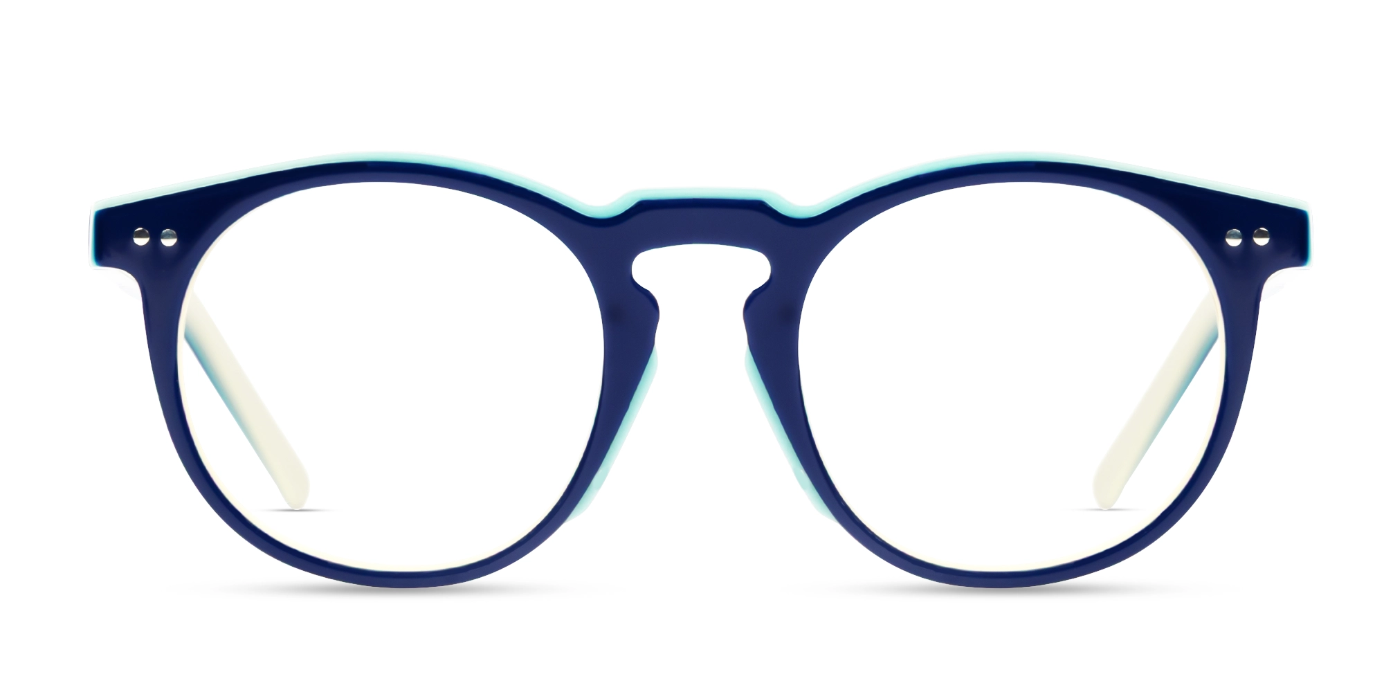 Blue Small Round Keyhole Bridge Glasses-1