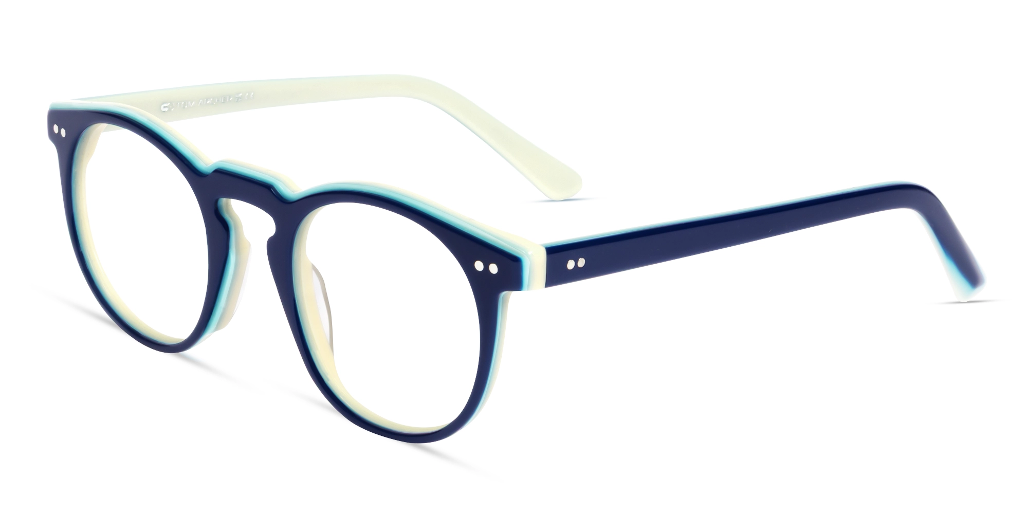 Blue Small Round Keyhole Bridge Glasses-2