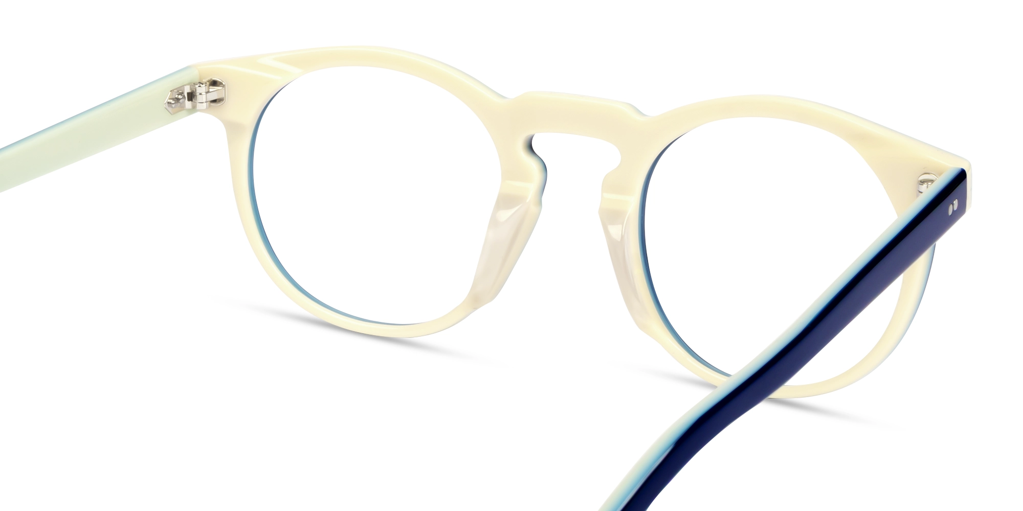 Blue Small Round Keyhole Bridge Glasses-4