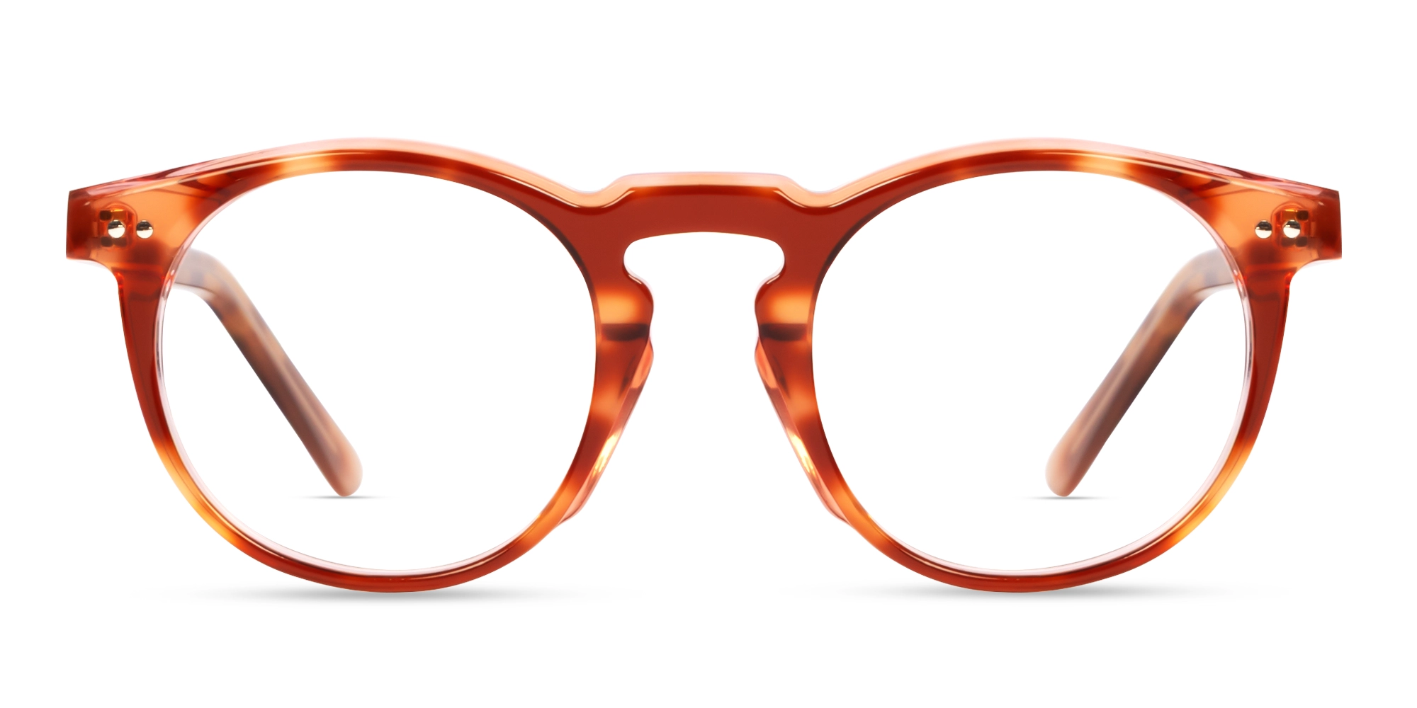 Rust Tortoise Small Round Keyhole Bridge Glasses-1
