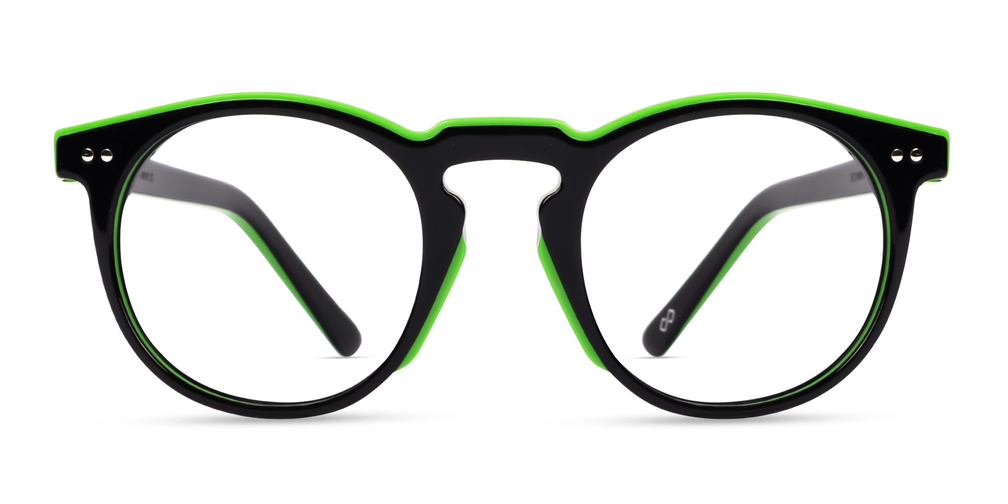 Black & Green Small Round Keyhole Bridge Glasses-1